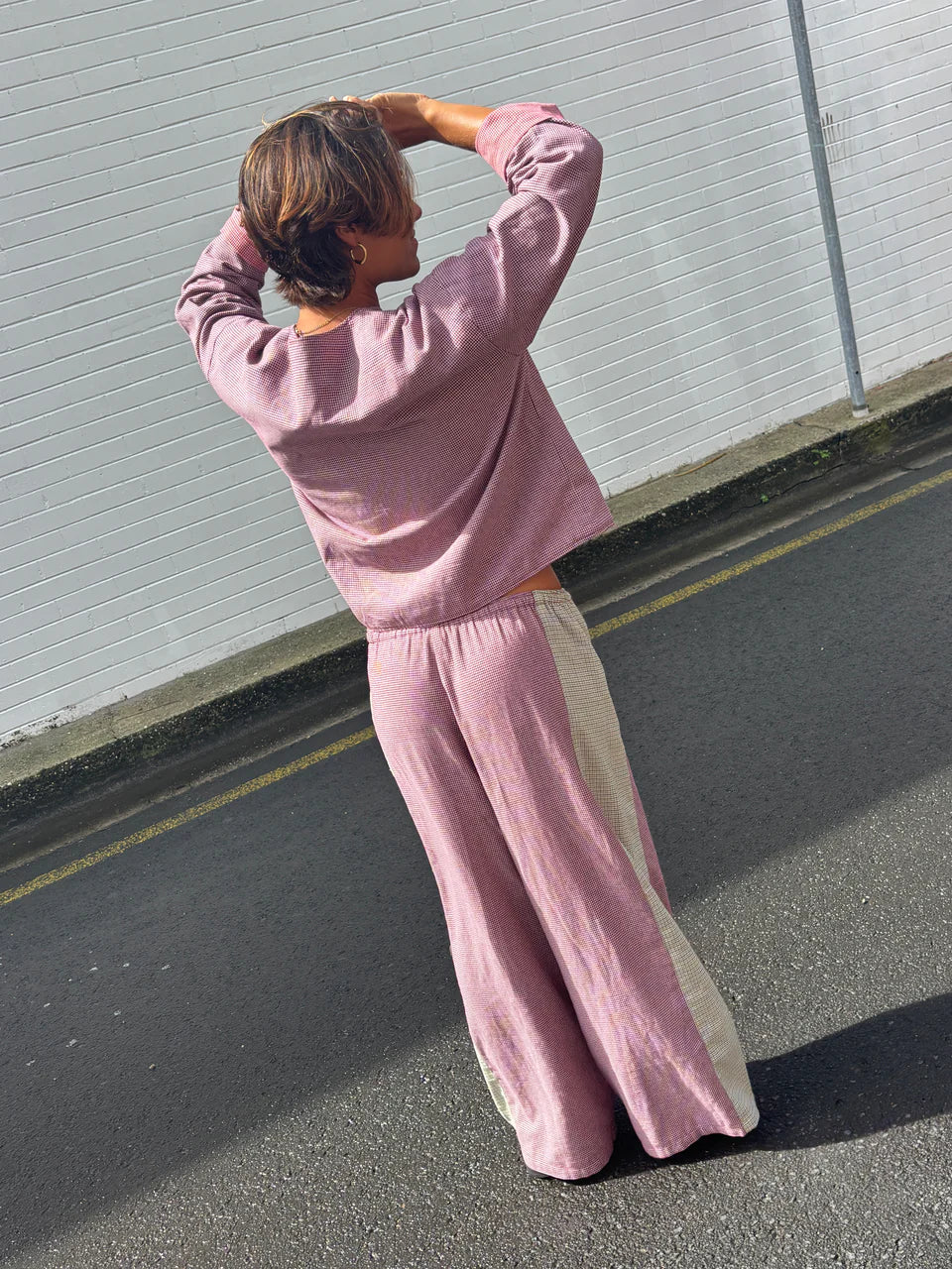 ATMOSEA Patchwork Pant in Hounds Tooth Combo