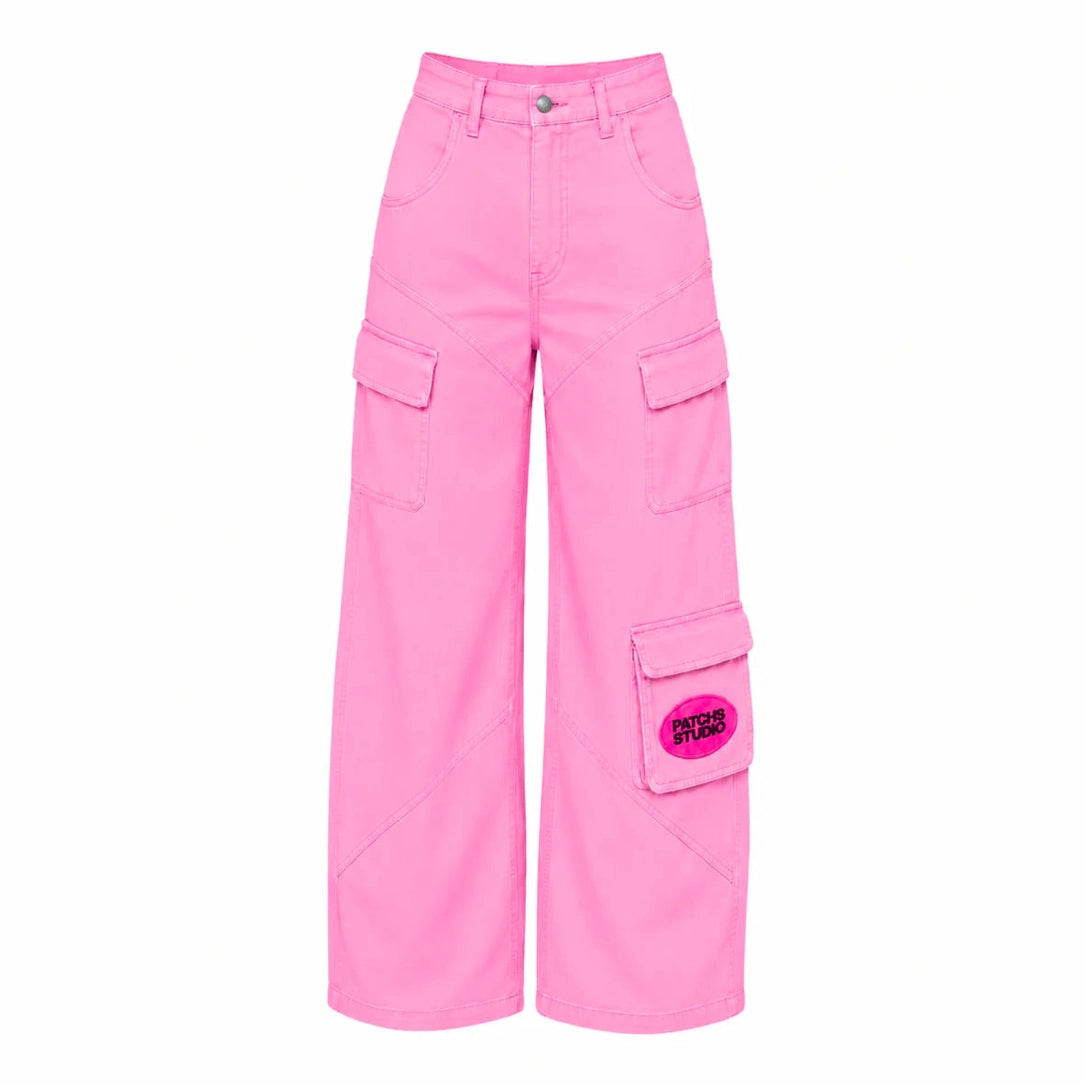 PATCHS STUDIO PINK CARGO PANTS