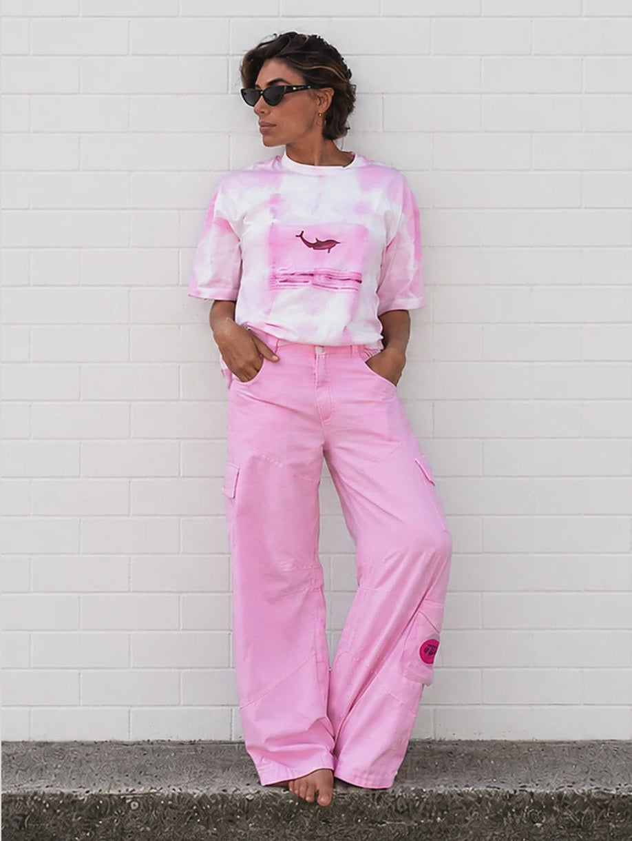 PATCHS STUDIO PINK CARGO PANTS