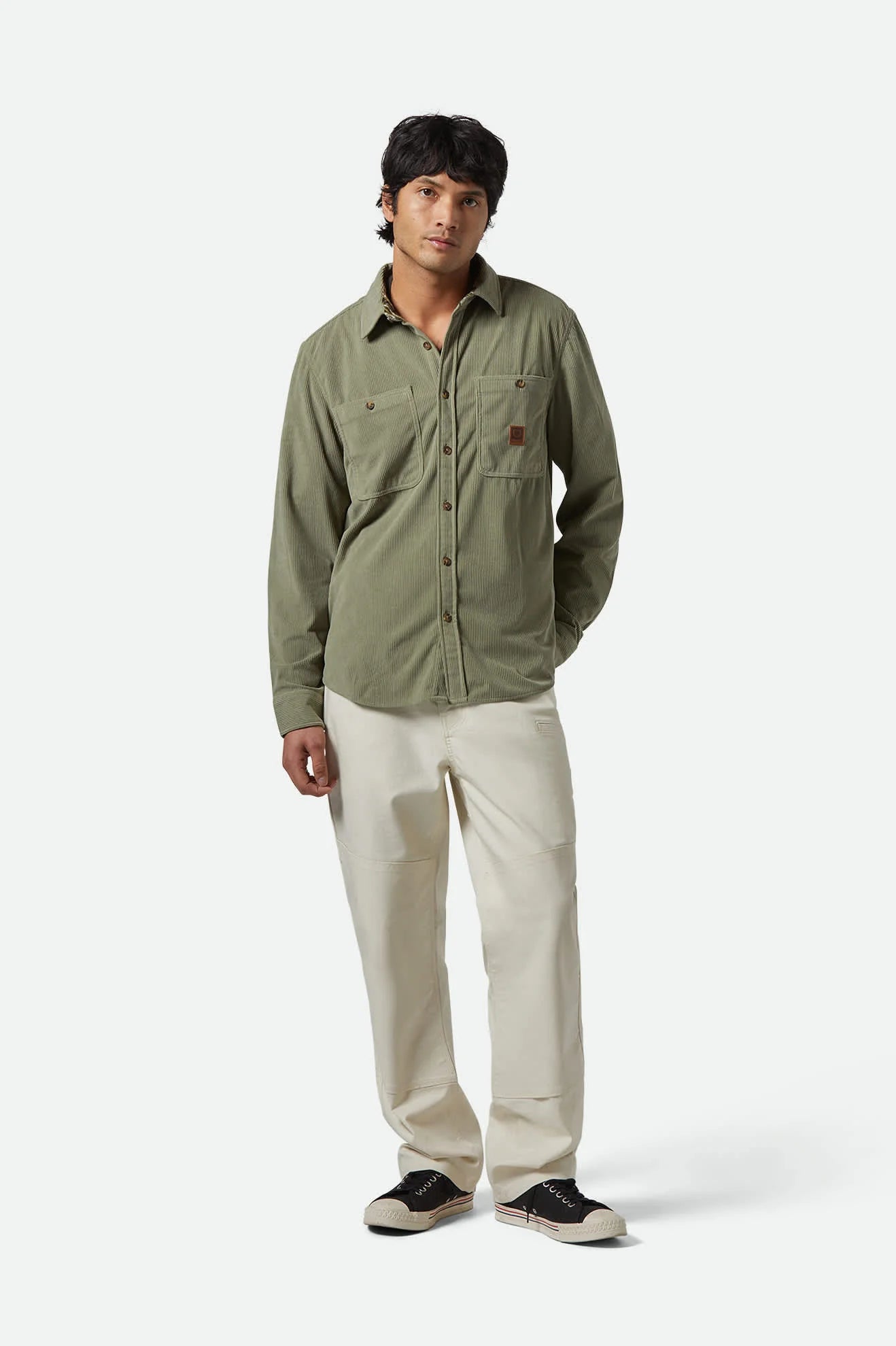 BRIXTON The Field Corduroy L/S Overshirt - Military olive