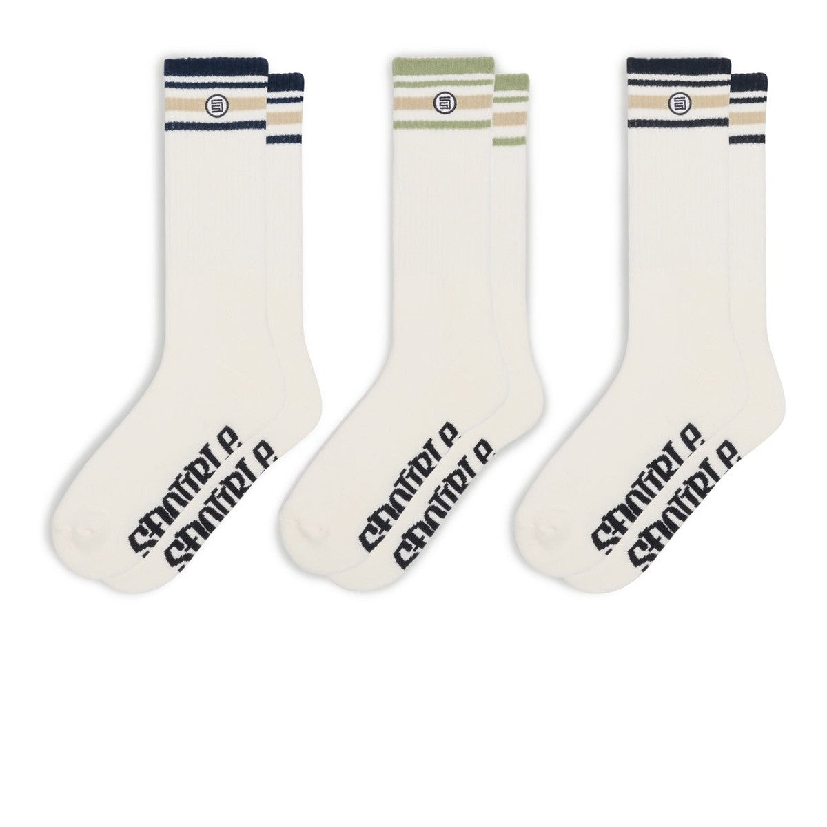 S DOUBLE Stripe s-dot sock 3pk