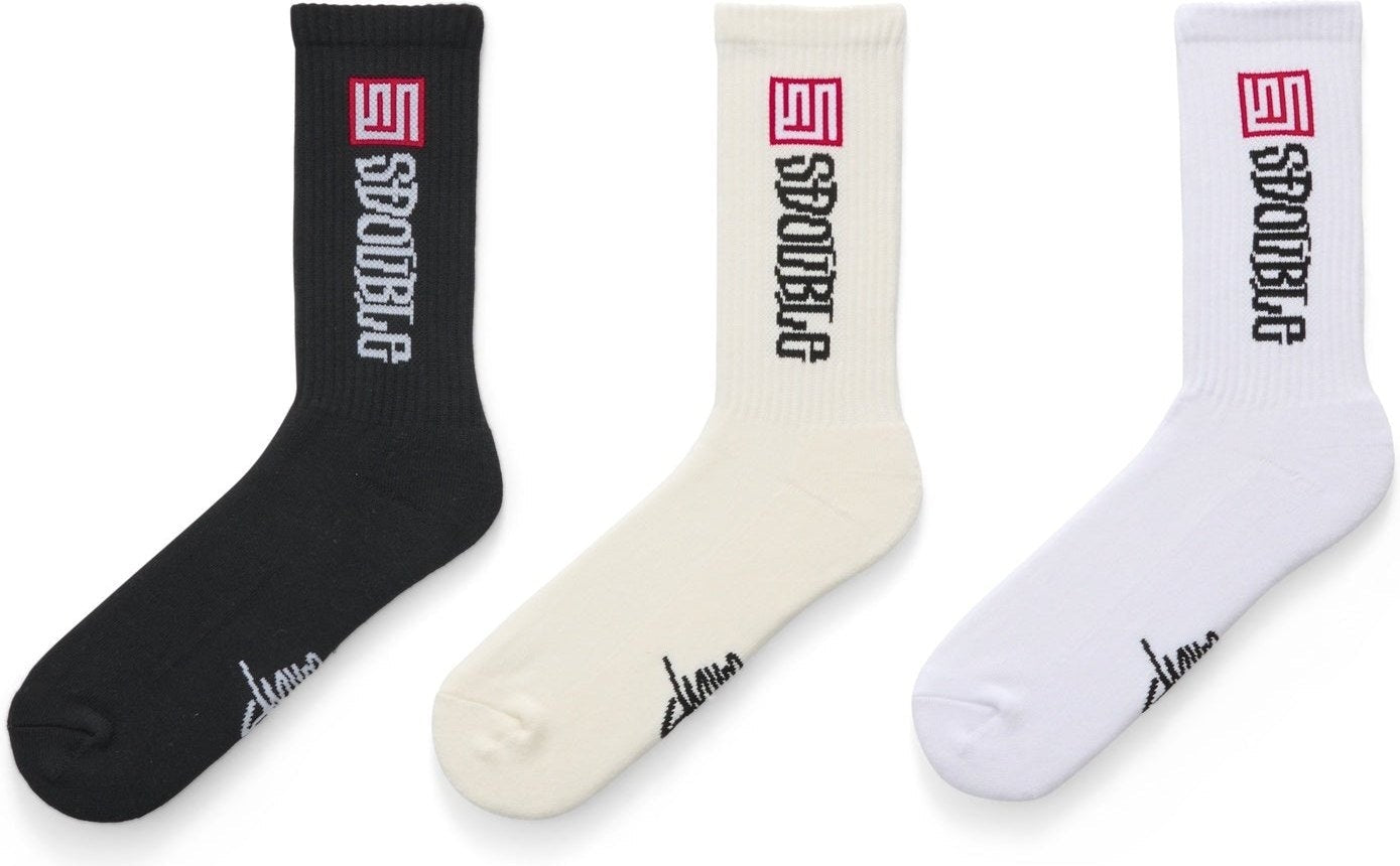 S DOUBLE S cube mid block sock 3pk