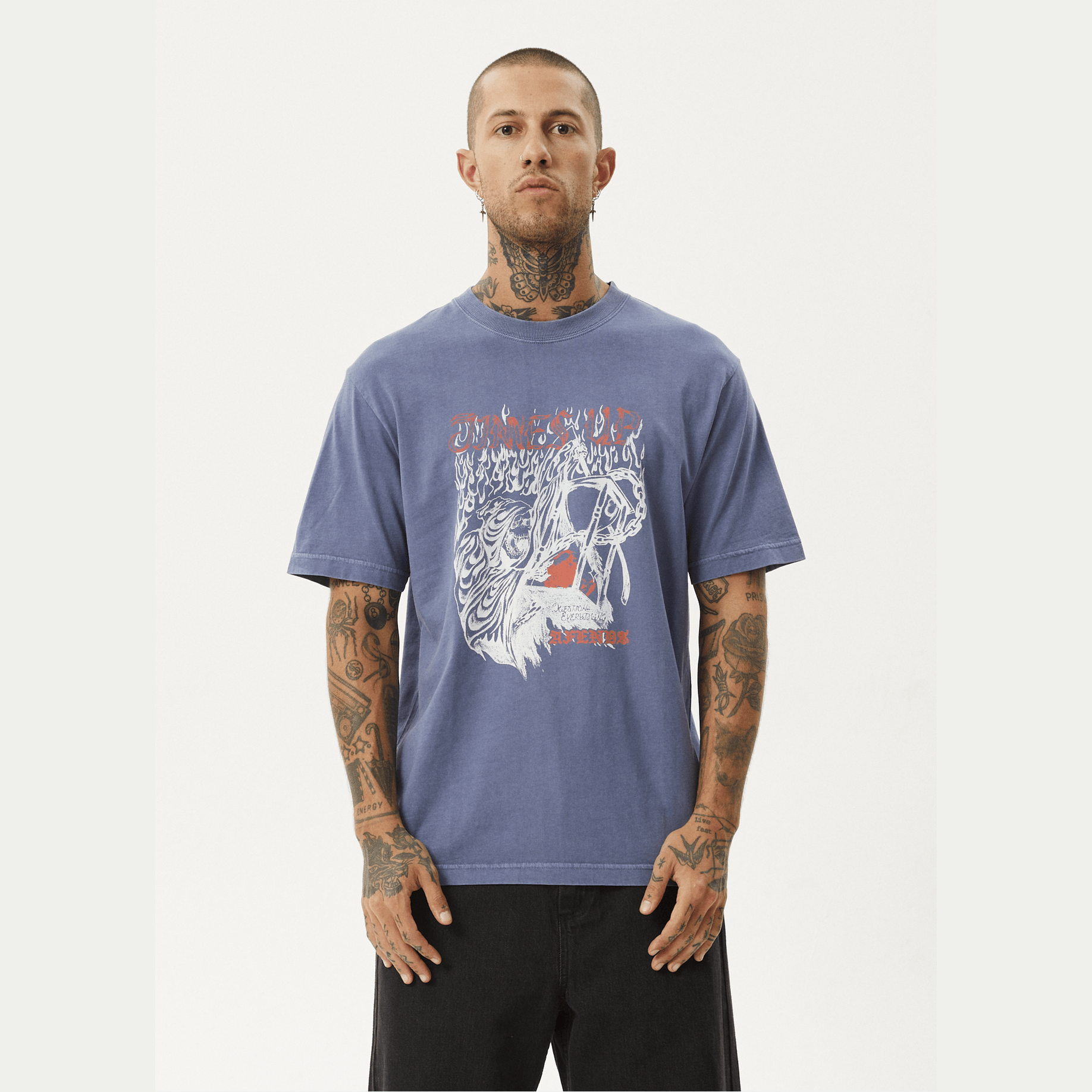AFENDS Times up retro fit tee - Washed marlin