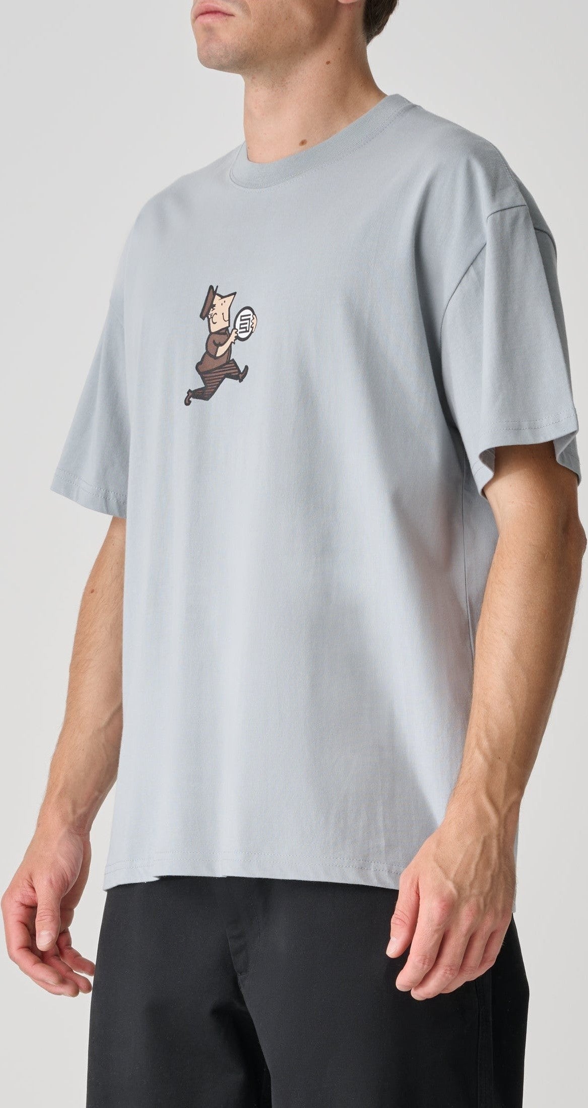 S DOUBLE Man With Dot SS Tee Blue Grey