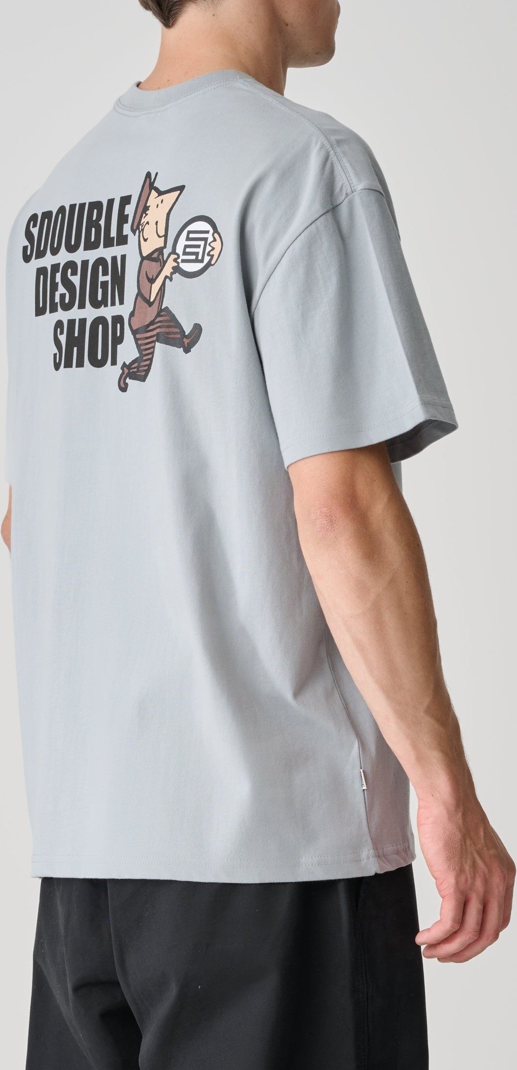 S DOUBLE Man With Dot SS Tee Blue Grey