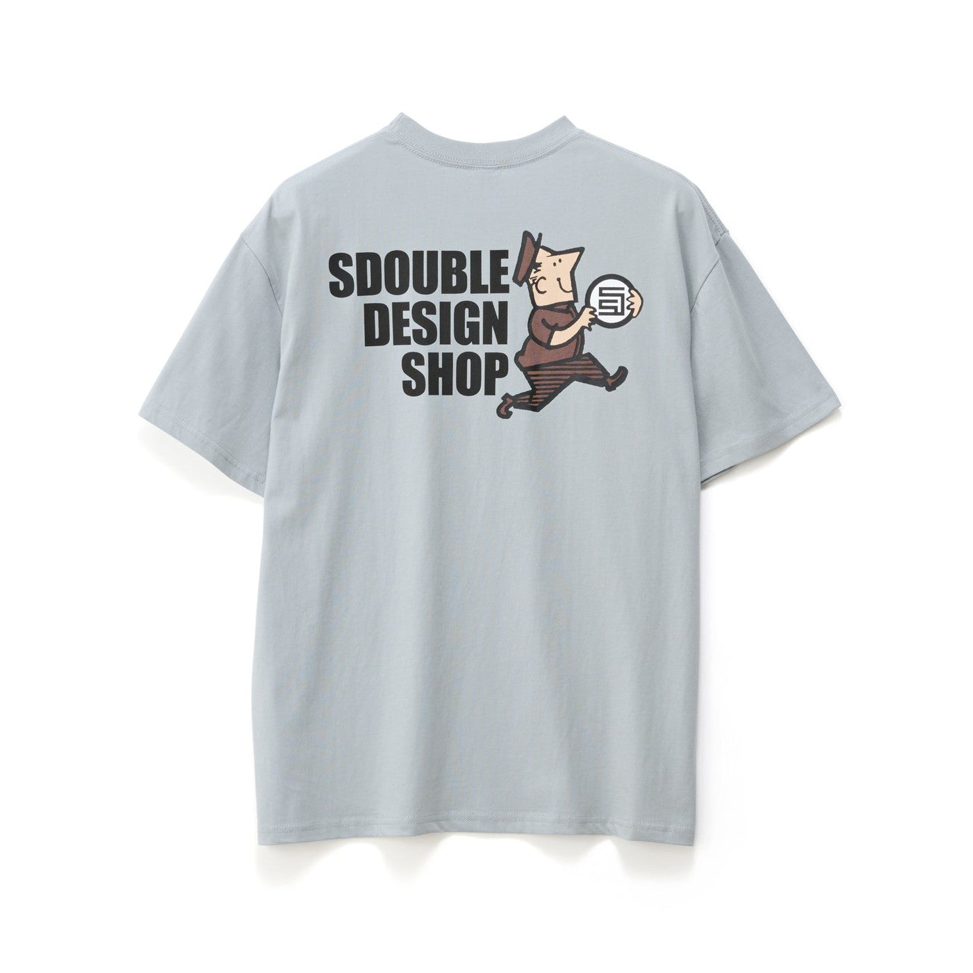 S DOUBLE Man With Dot SS Tee Blue Grey