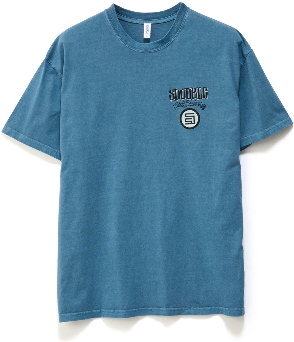 S DOUBLE Combo platter tee - Wash marine blue