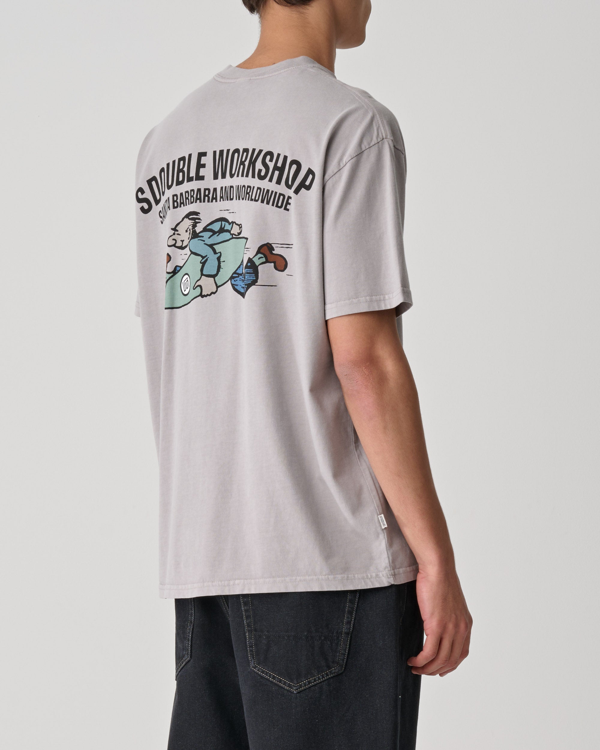 S DOUBLE Running man tee - Pigment rock grey