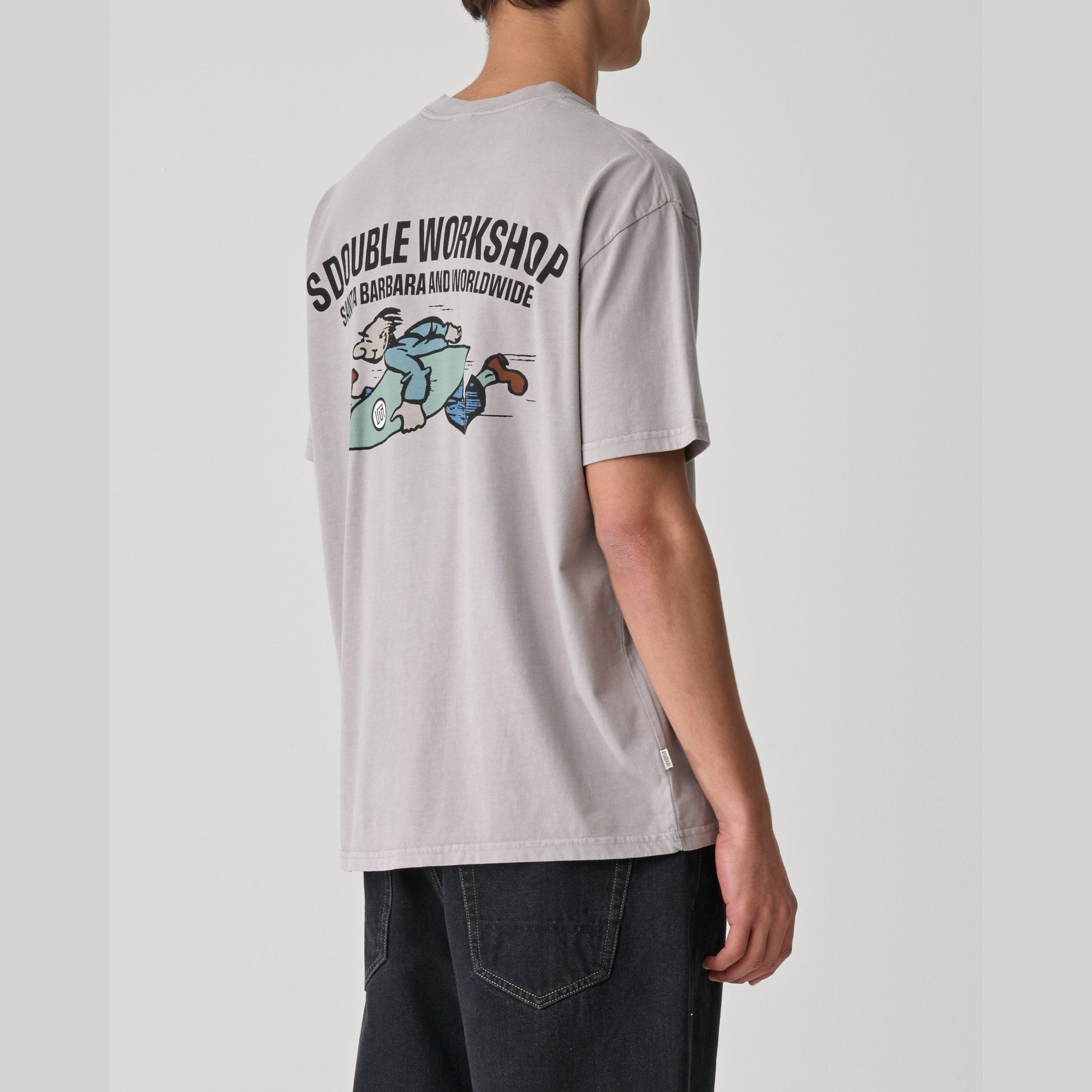 S DOUBLE Running man tee - Pigment rock grey