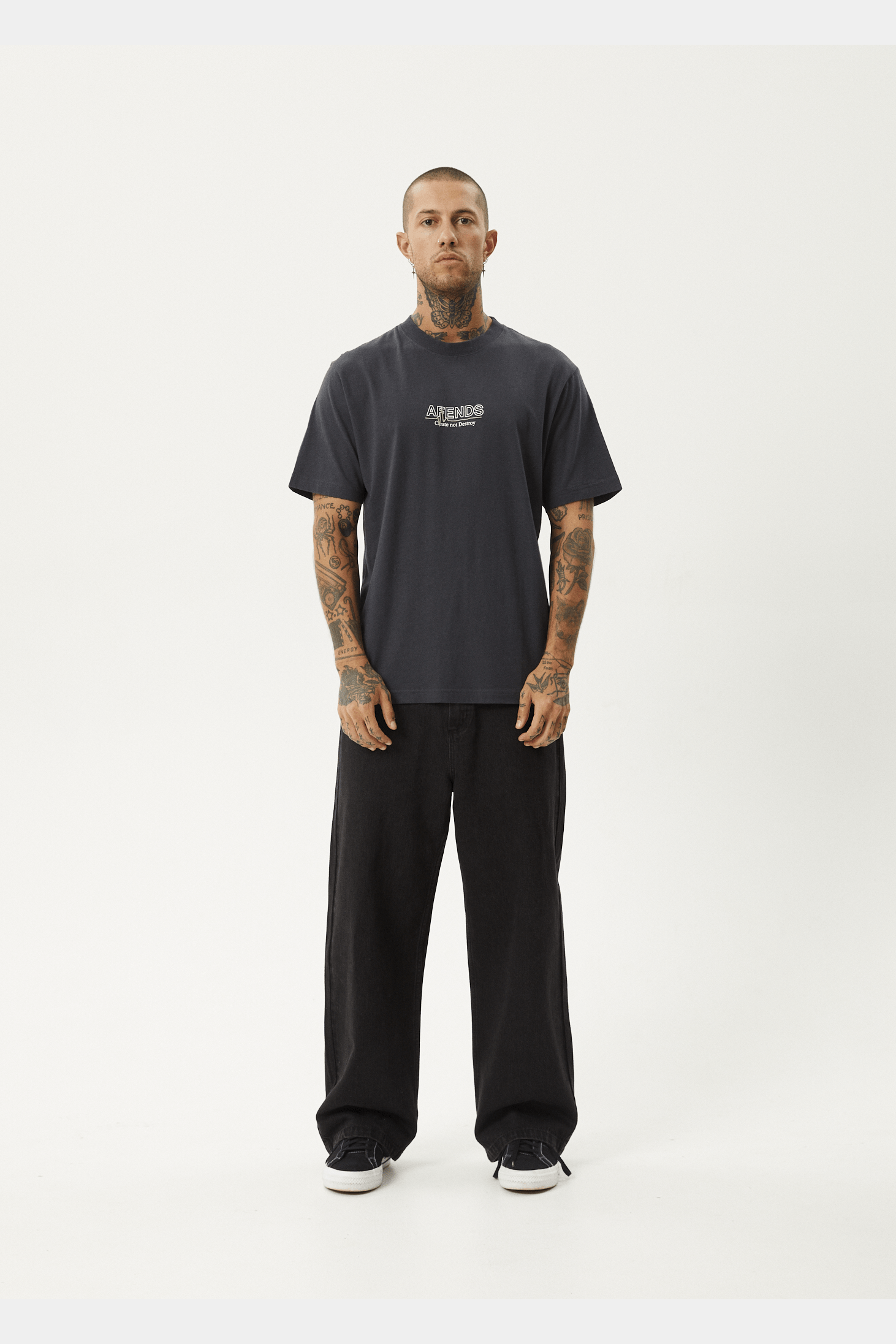 AFENDS Flatline retro fit tee - Charcoal