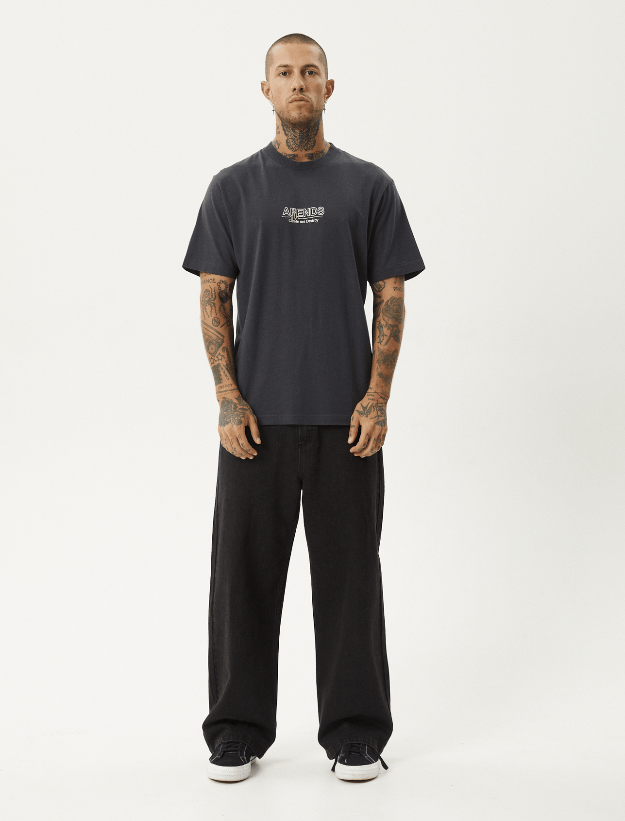 AFENDS Flatline retro fit tee - Charcoal