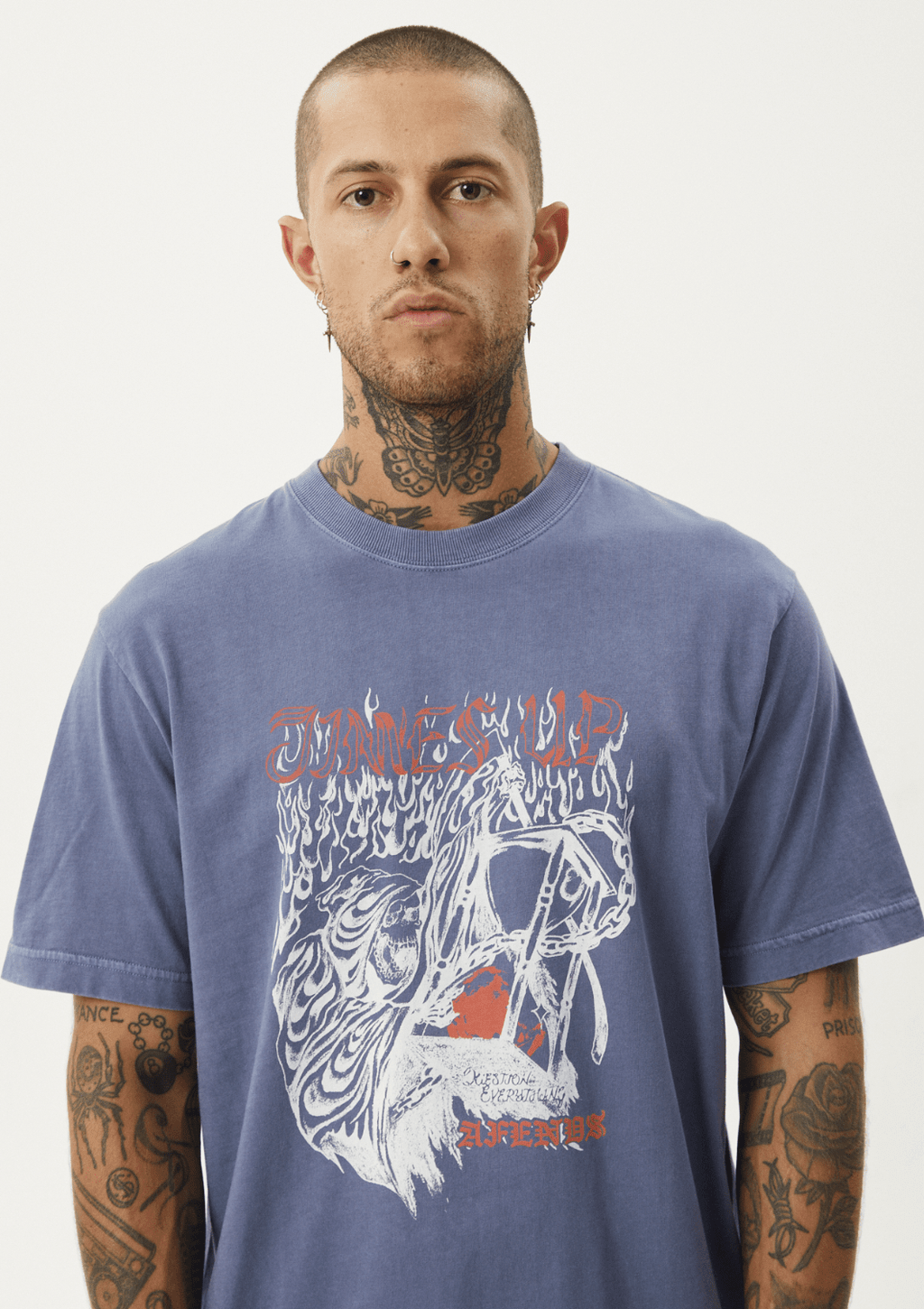 AFENDS Times up retro fit tee - Washed marlin