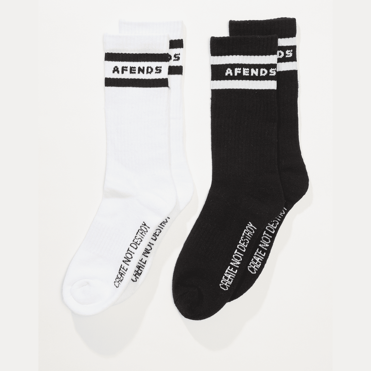 AFENDS Create not destroy socks 2 pack - Black/White