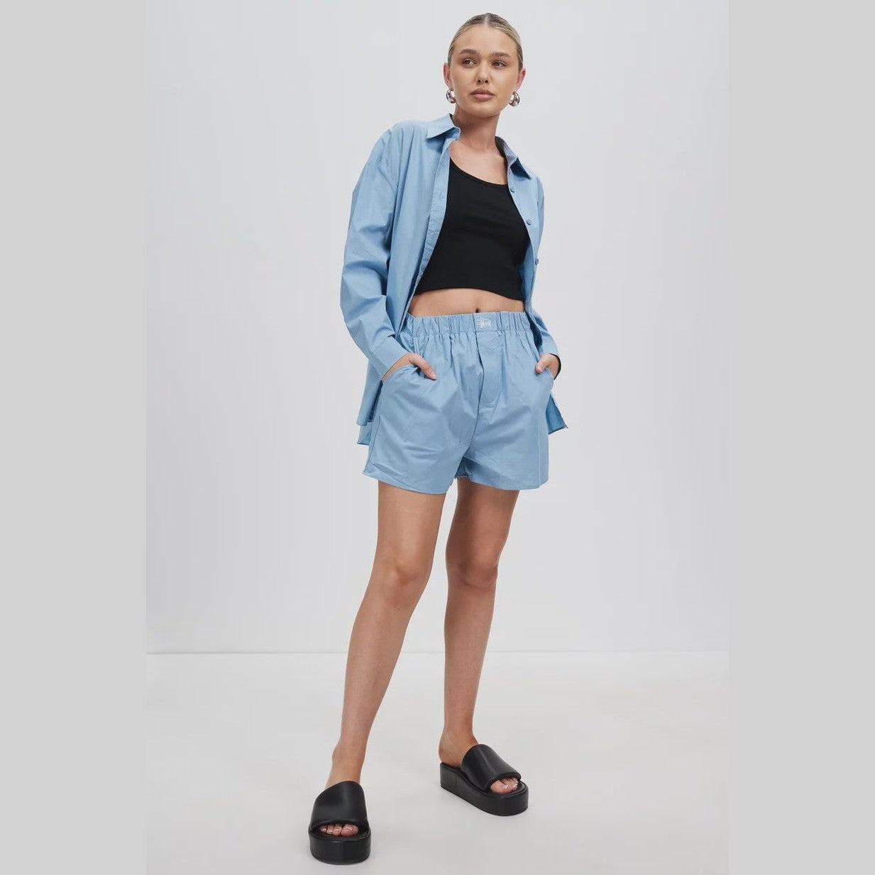 STUSSY pop graffiti short - sky blue