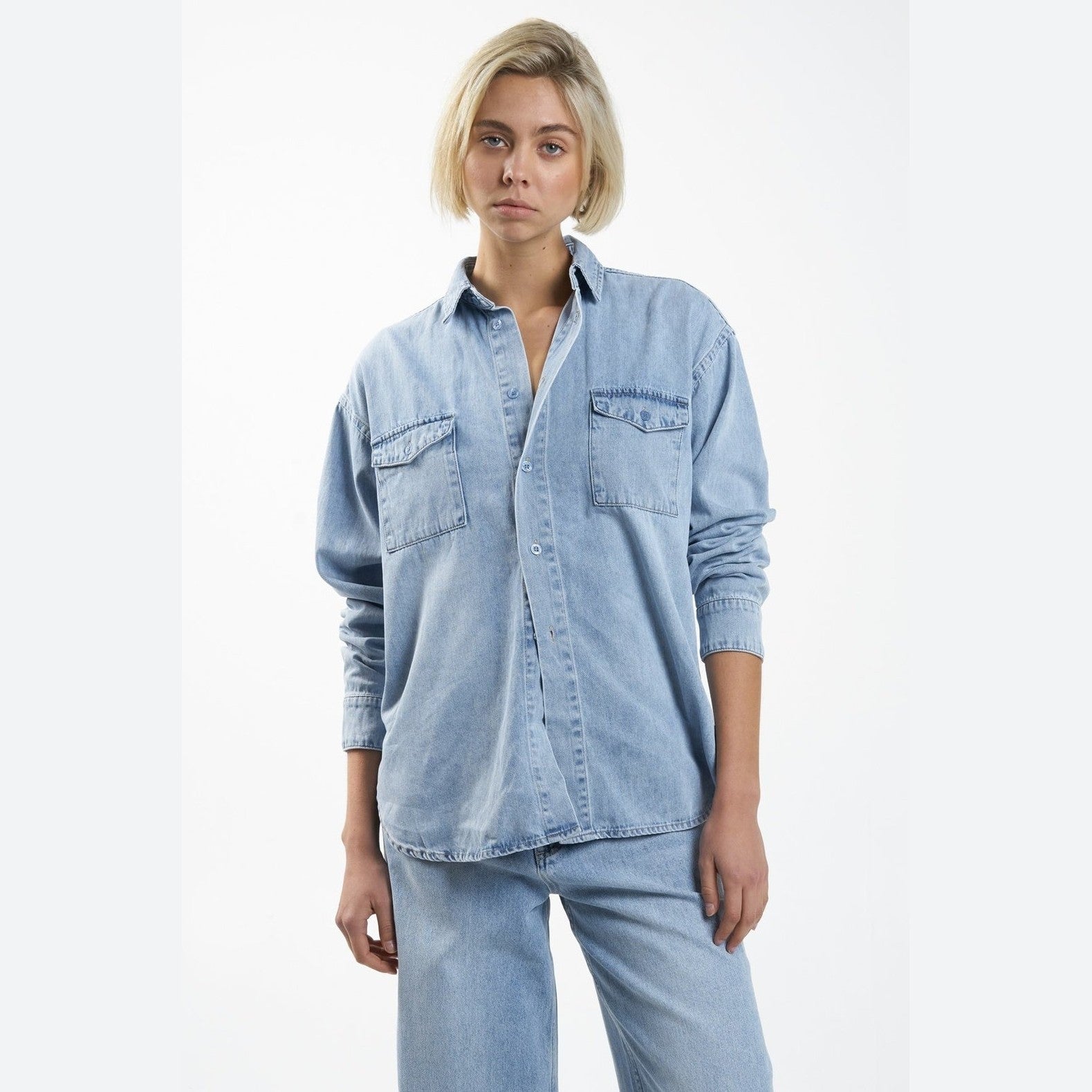 Thrills Adrian Denim Shirt- Endless Blue