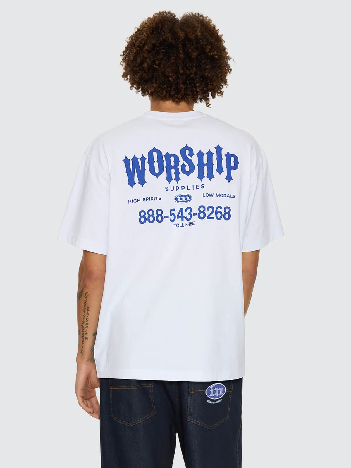 WORSHIP Morality Box Crop Panel Raglan Tee - White