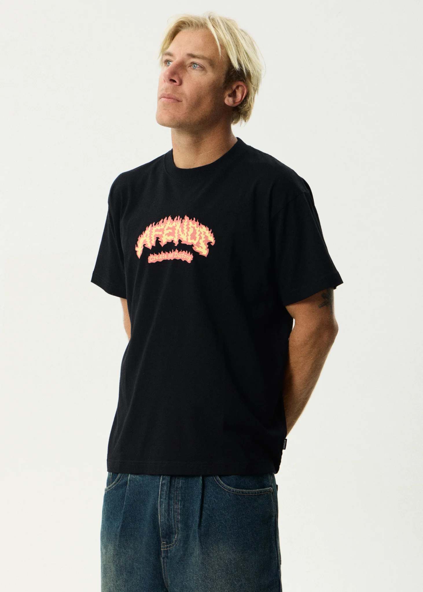 AFENDS Flame On- Boxy Tee - Black