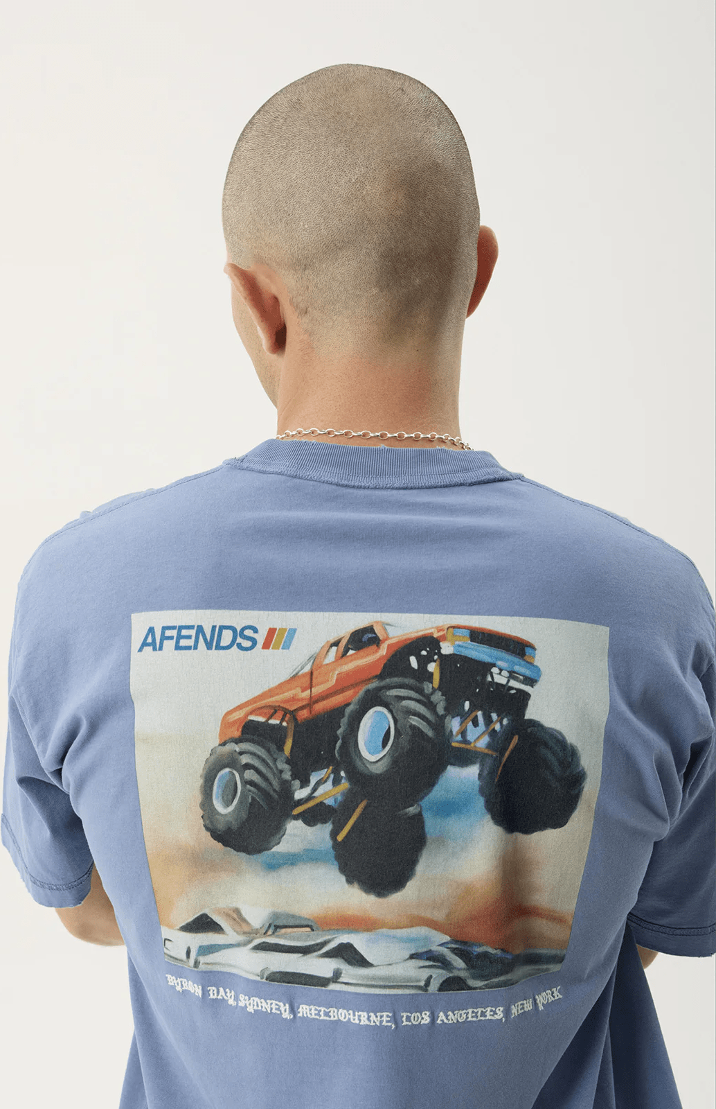 AFENDS Mayhem heavyweight boxy tee - Washed slate blue