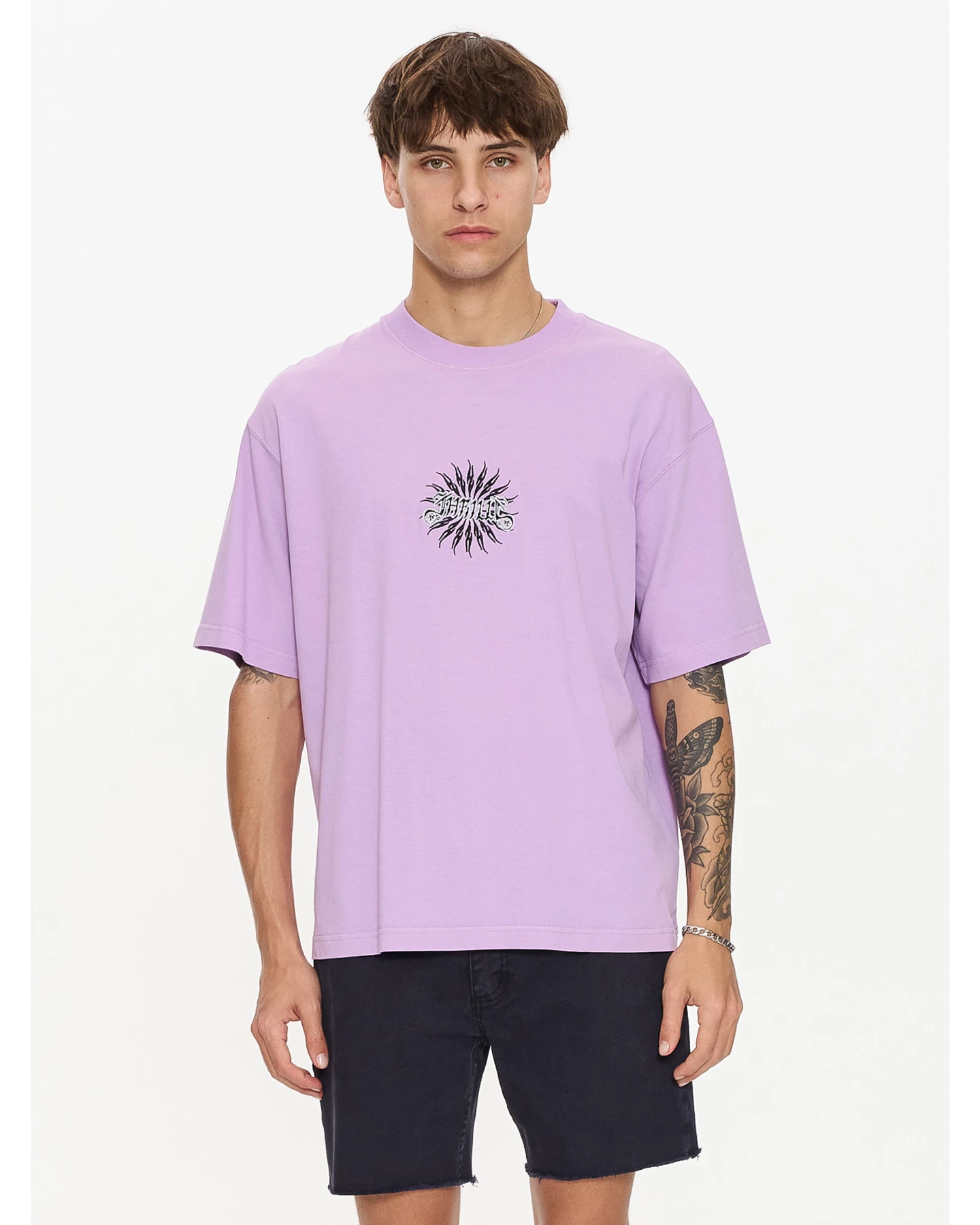 THRILLS Peace Power Embro Box Fit Oversize Cropped Tee - Lupine