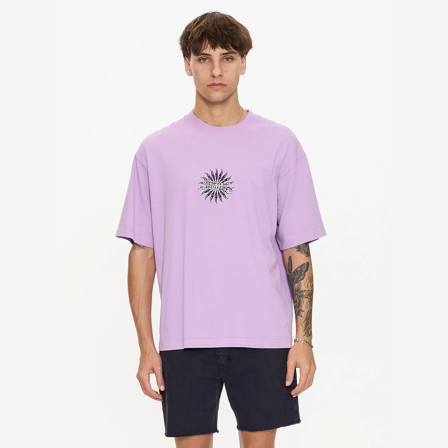 THRILLS Peace Power Embro Box Fit Oversize Cropped Tee - Lupine
