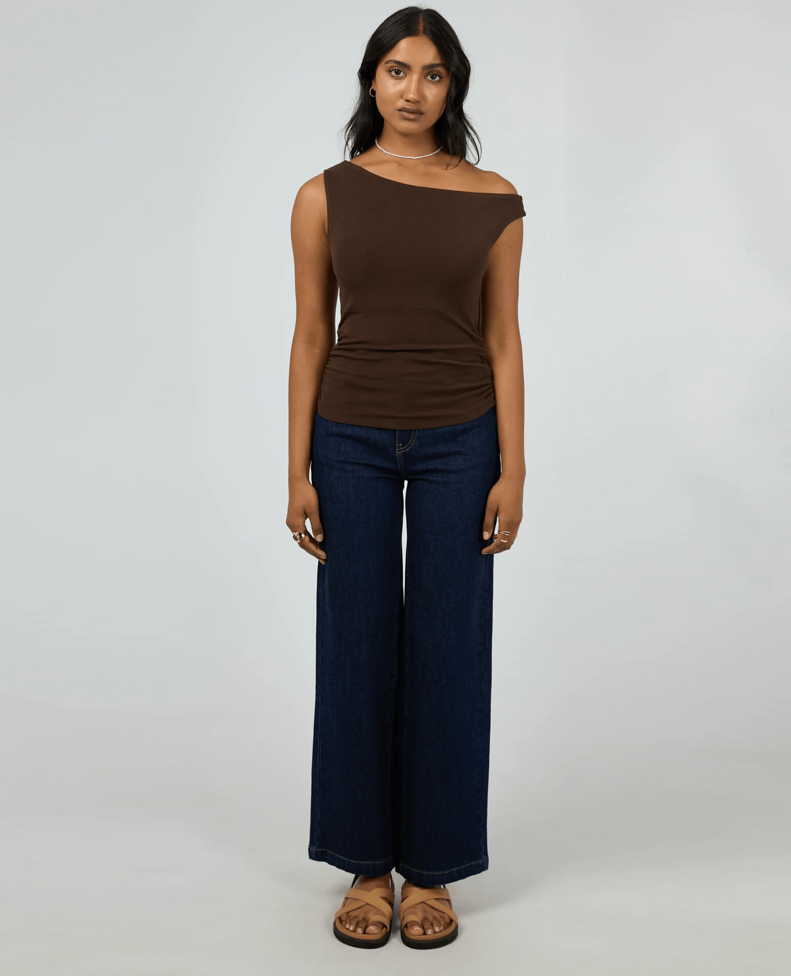 ALL ABOUT EVE Kylie Off Shoulder Top - Brown
