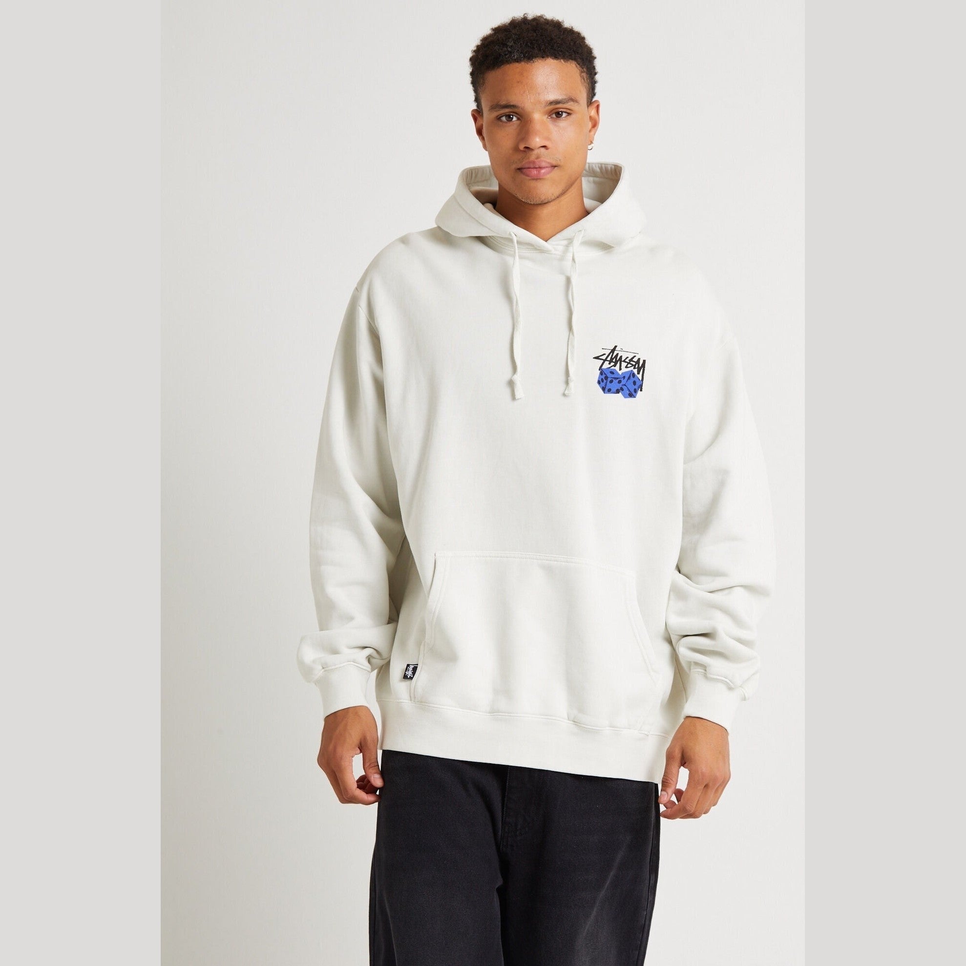 Stussy Pair of Dice Fleece Hood - Pigment Washed White