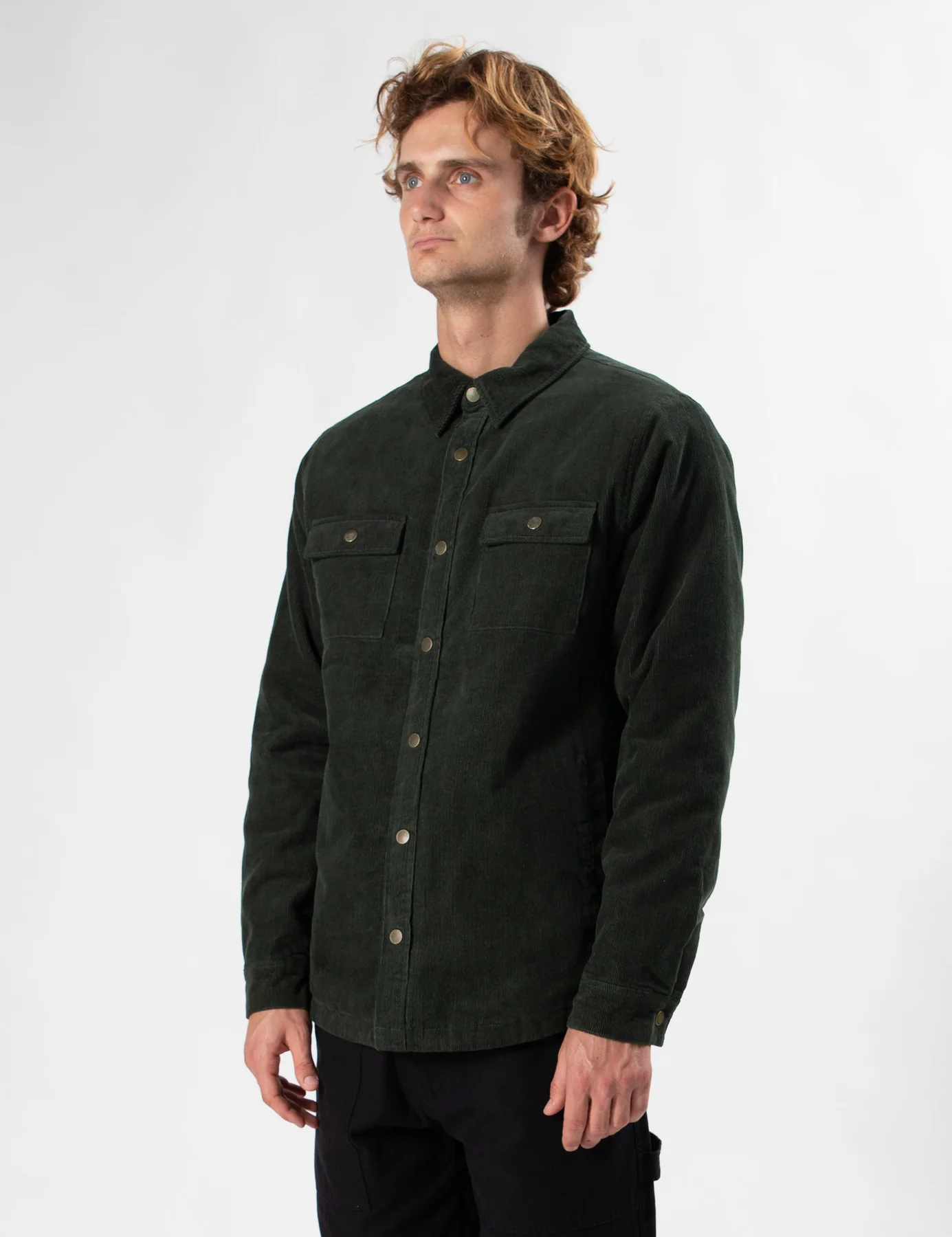 MR SIMPLE Quilted Cord Jacket - Pine