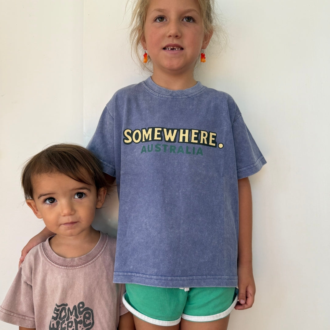 Somewhere Mini - Smoky Cape Tee - Washed Blue