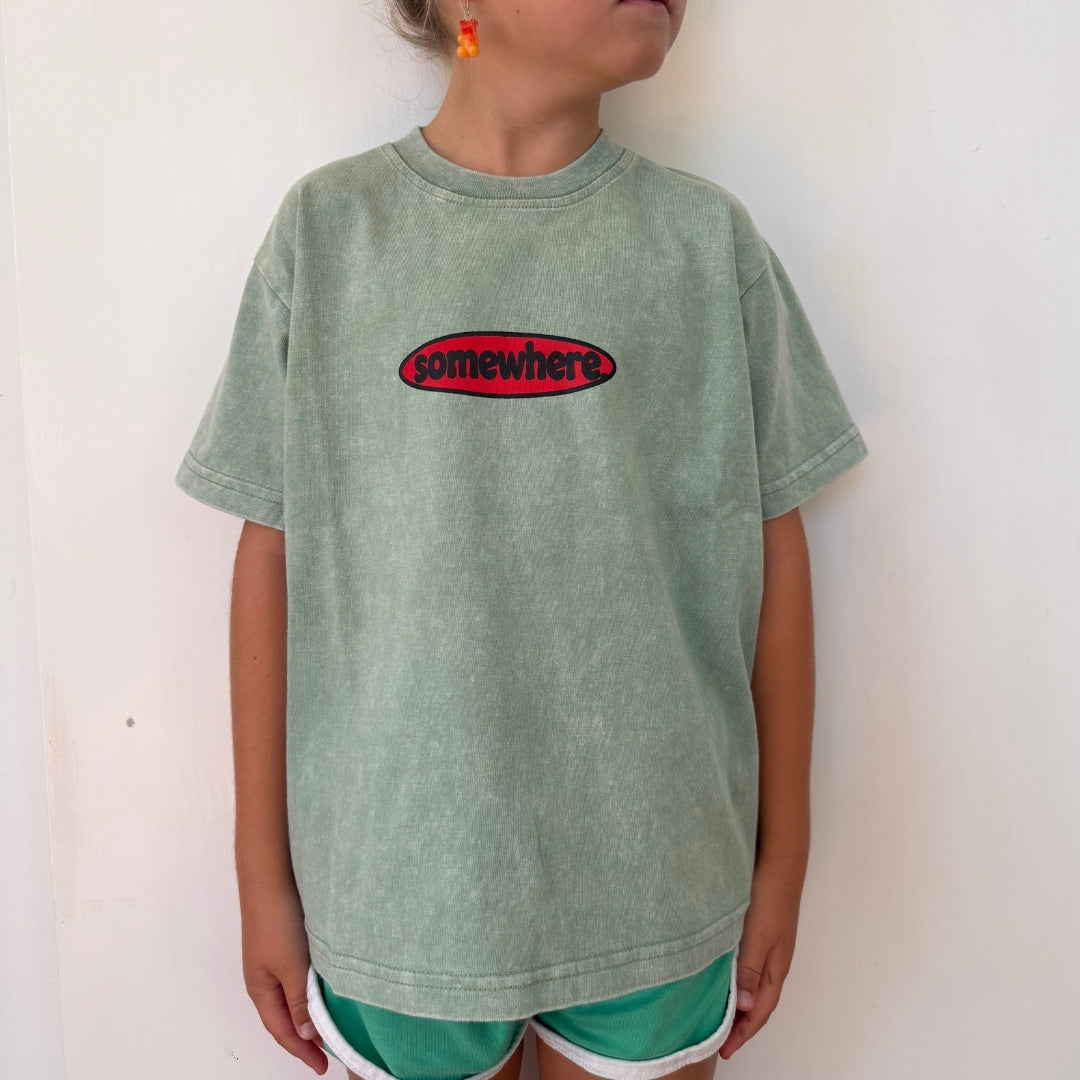 Somewhere Mini– The Retro Tee – Washed Green