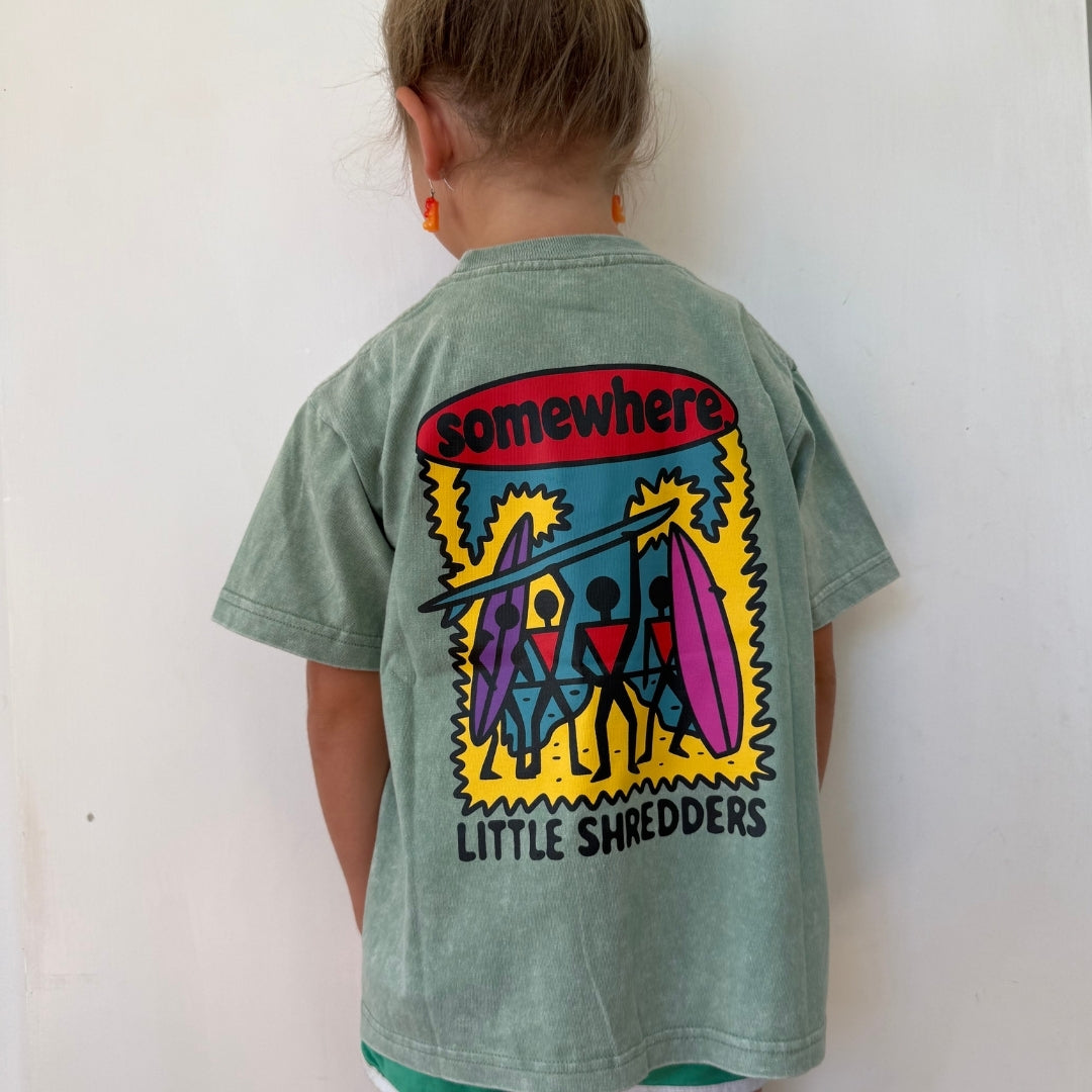 Somewhere Mini– The Retro Tee – Washed Green