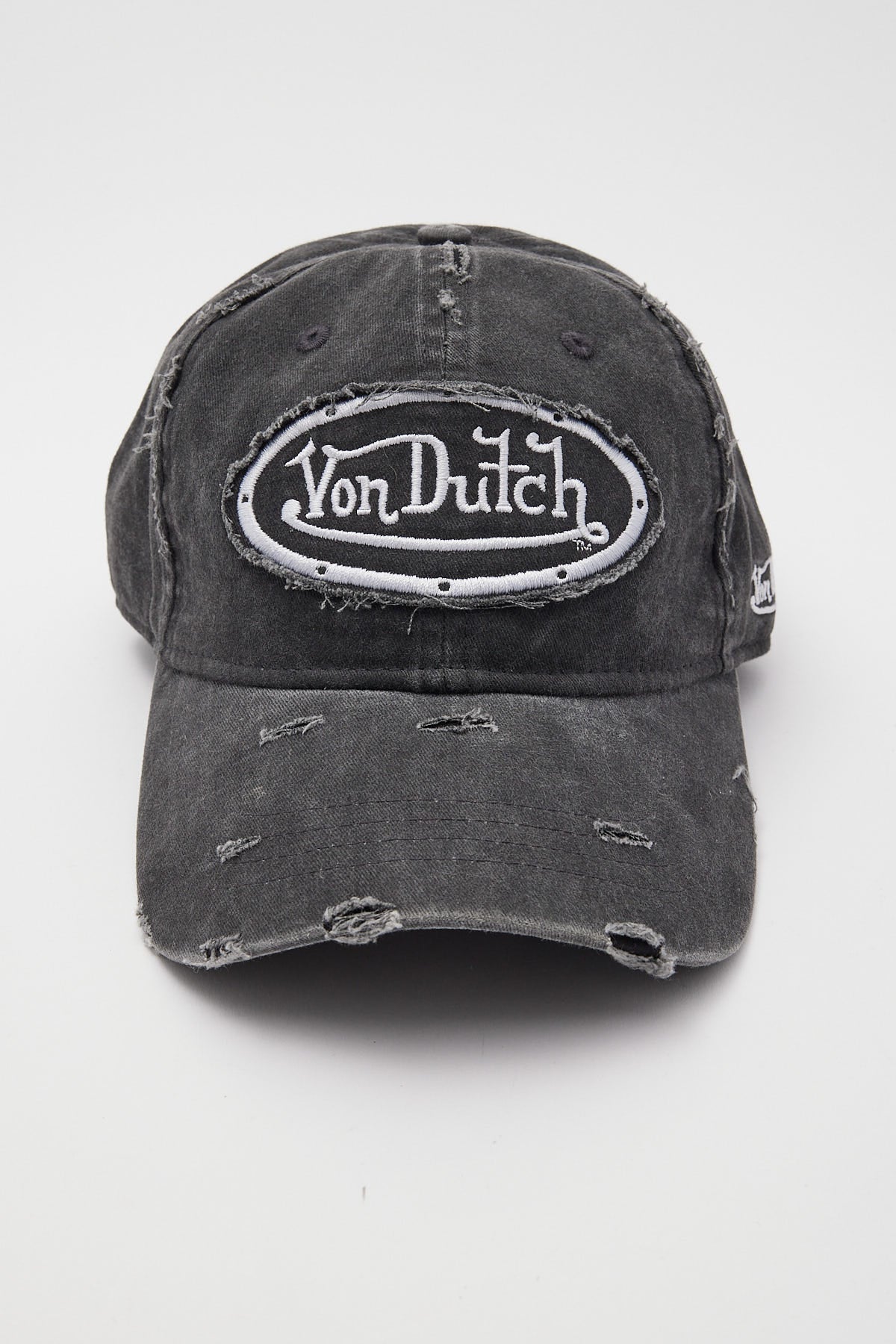 VON DUTCH Destroyed twill embroidery dad cap - Black