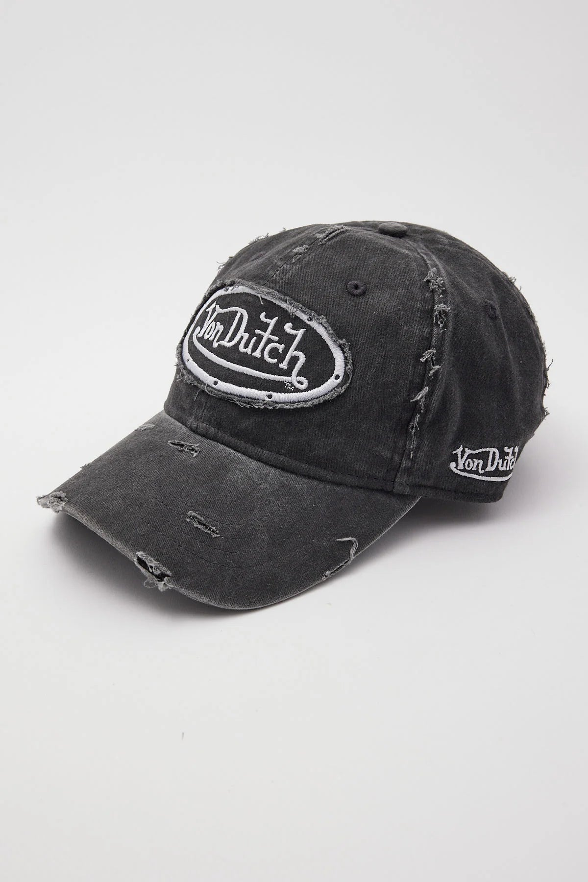 VON DUTCH Destroyed twill embroidery dad cap - Black