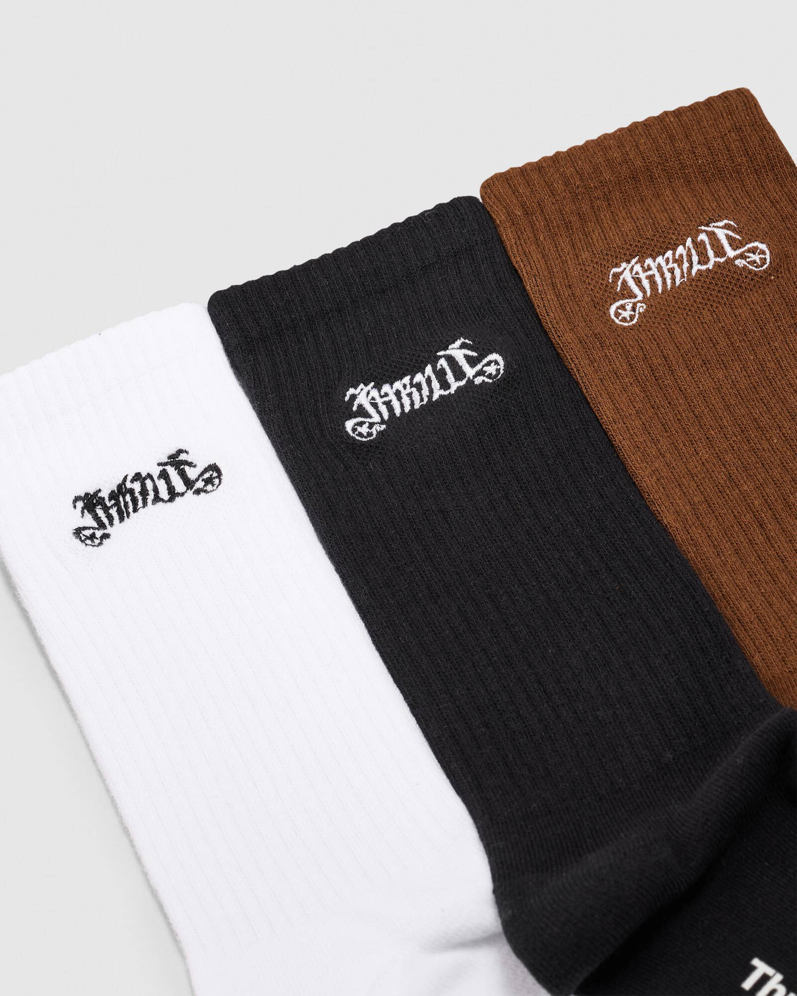 THRILLS Peace Power 3 Pack Sock - White/Black/Downtown Brown