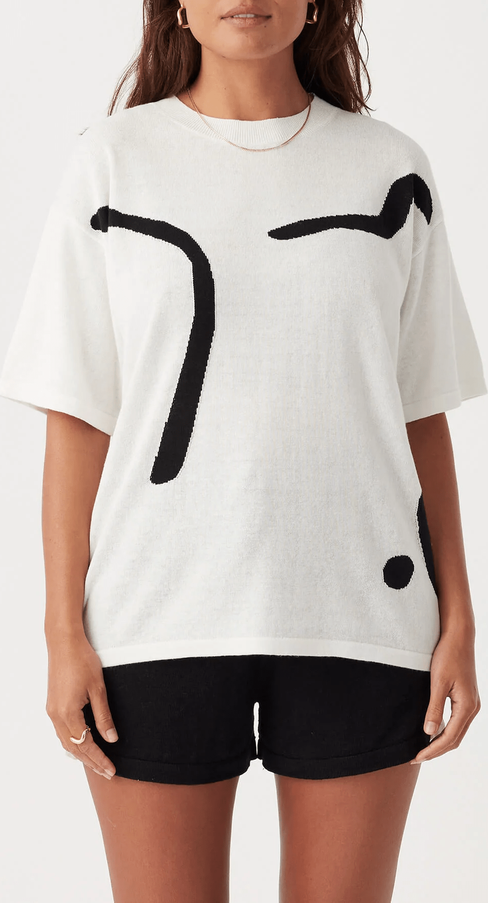 ARCAA Hazel Organic Cotton-Linen Tshirt - Cream & Black
