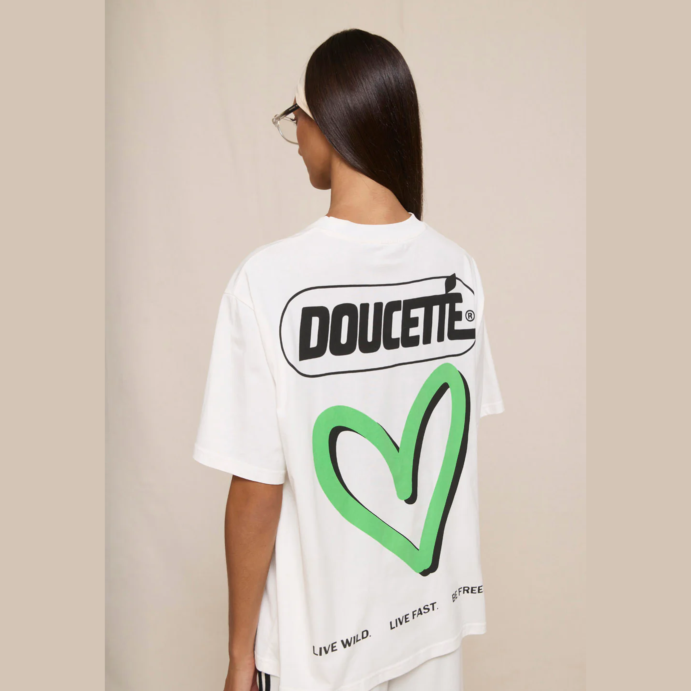 DOUCETTE My green heart regular tee - Ivory
