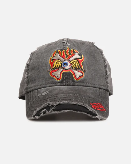 VON DUTCH Von Dutch Flying Eyeball Crossed Bones Dad Cap - Black