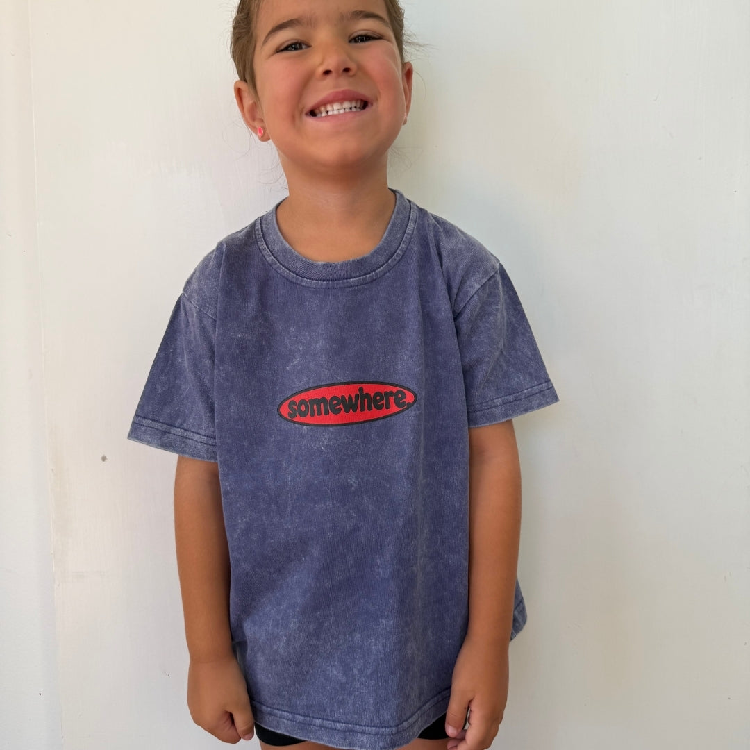 Somewhere Mini– The Retro Tee – Washed Blue