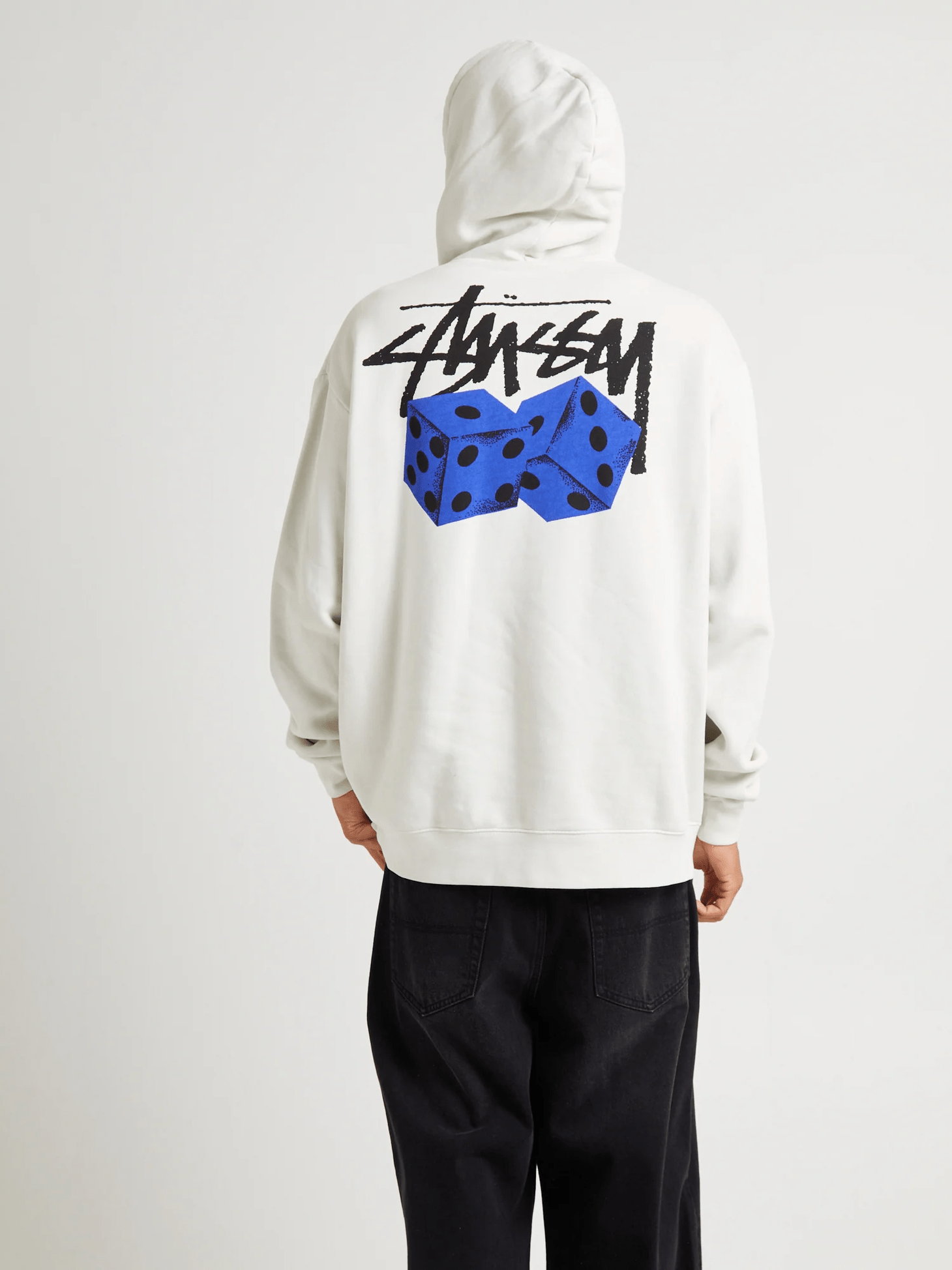 STUSSY Pair of Dice Fleece Hood - Pigment Washed White