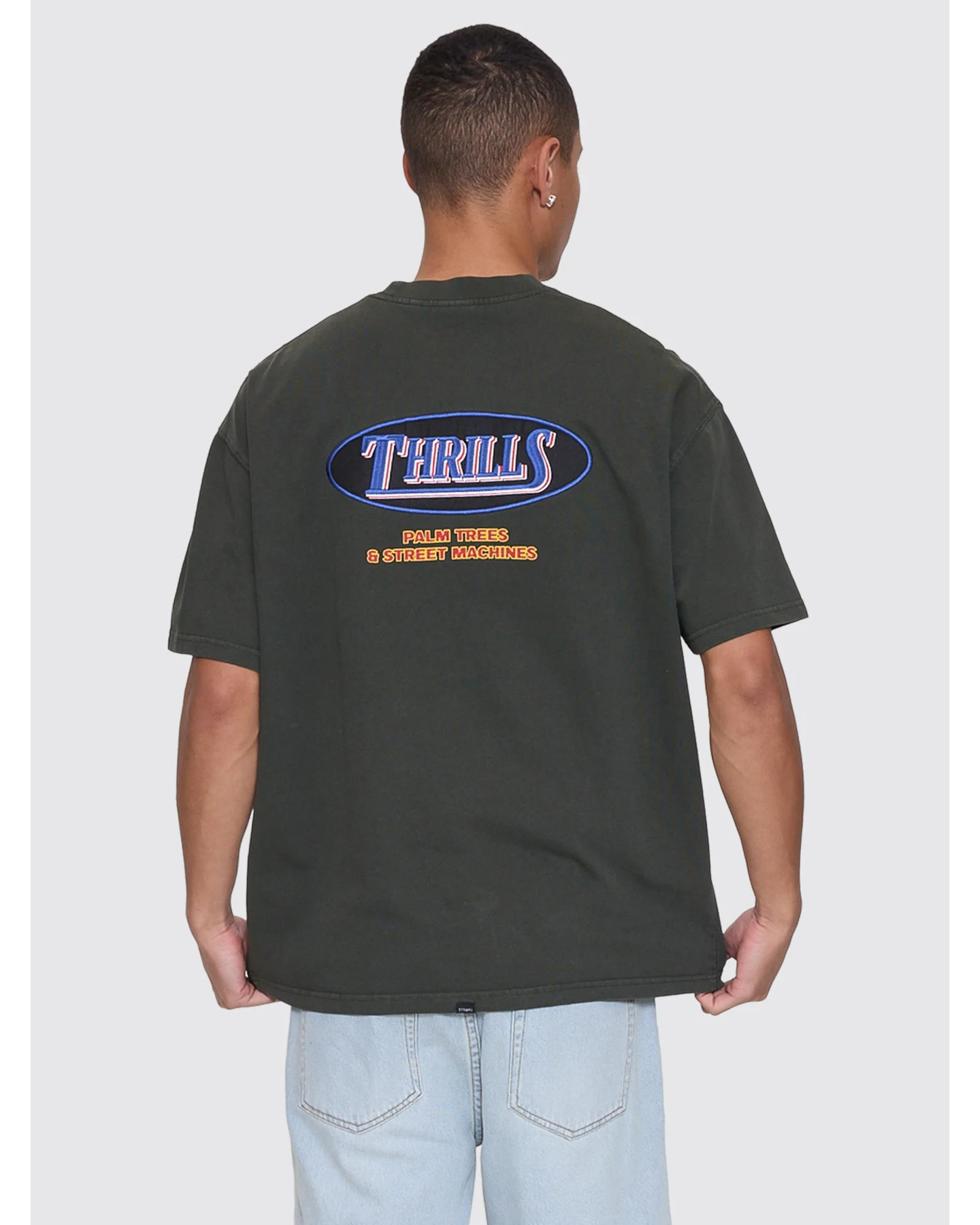 THRILLS Against All Odds Box Fit Oversize Cropped Tee - Oil Green