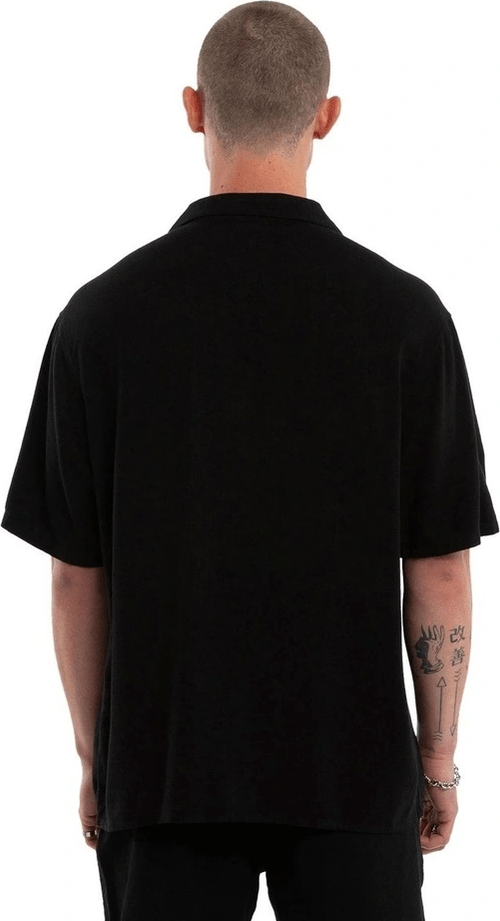 NOMDAIC PARADISE Florisim Cropped Resort Shirt - Jet black