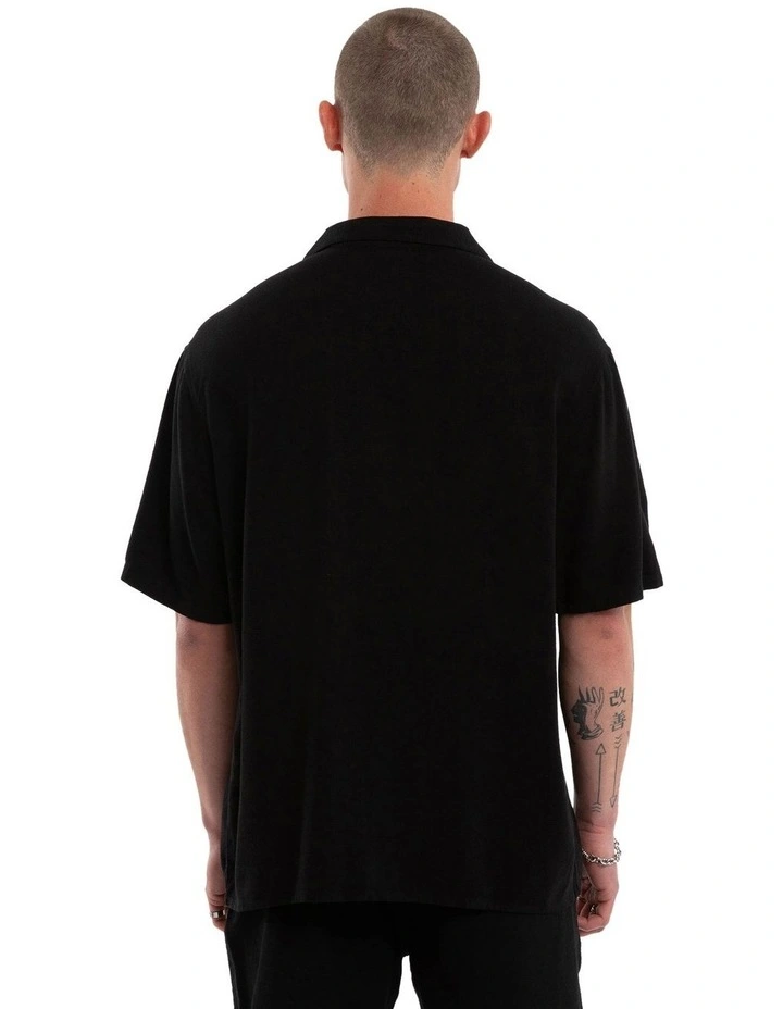 NOMDAIC PARADISE Florisim Cropped Resort Shirt - Jet black