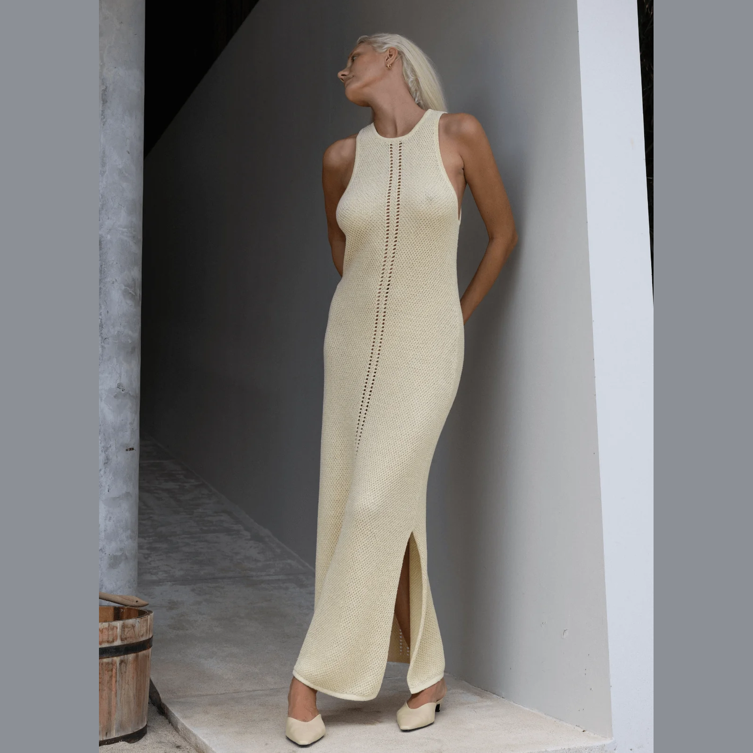 ARCAA Sloane Organic Cotton Linen Dress - Butter