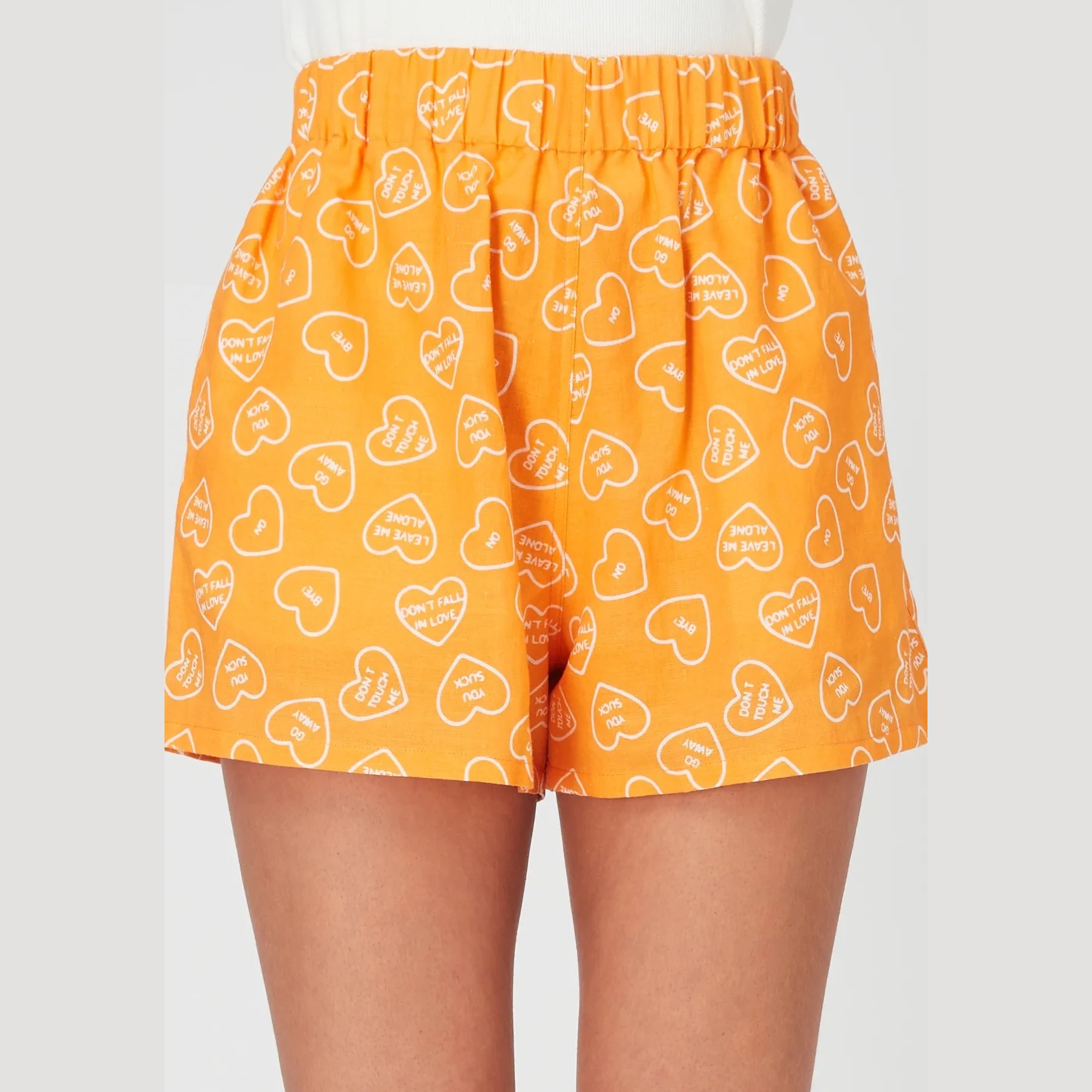 Summi summi linen shorts - orange dumb love print