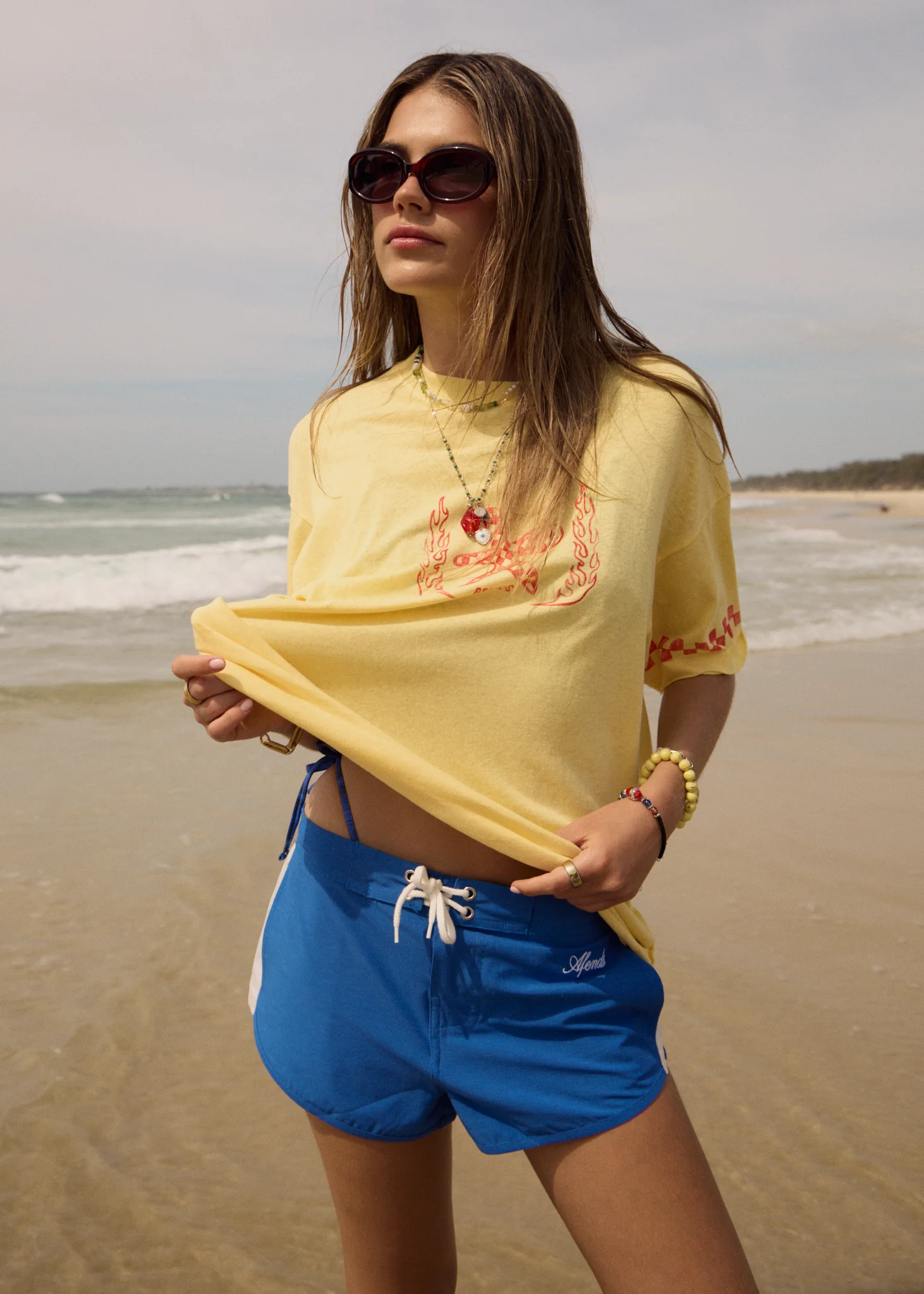 AFENDS Calda- Oversized Tee Oversized Tee - Lemon