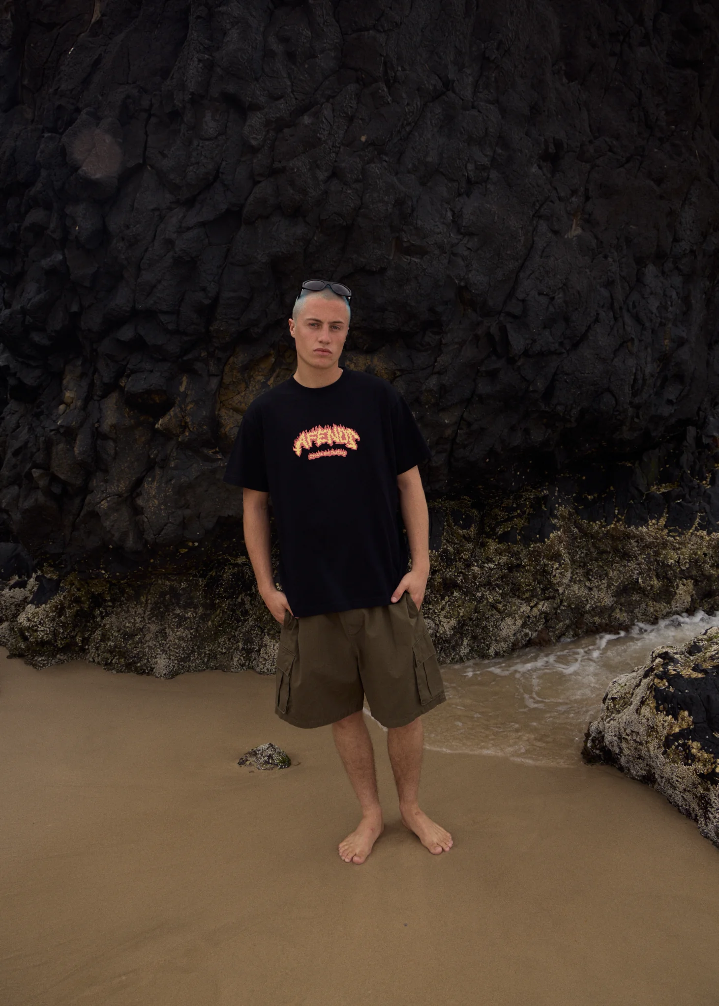 AFENDS Flame On- Boxy Tee - Black