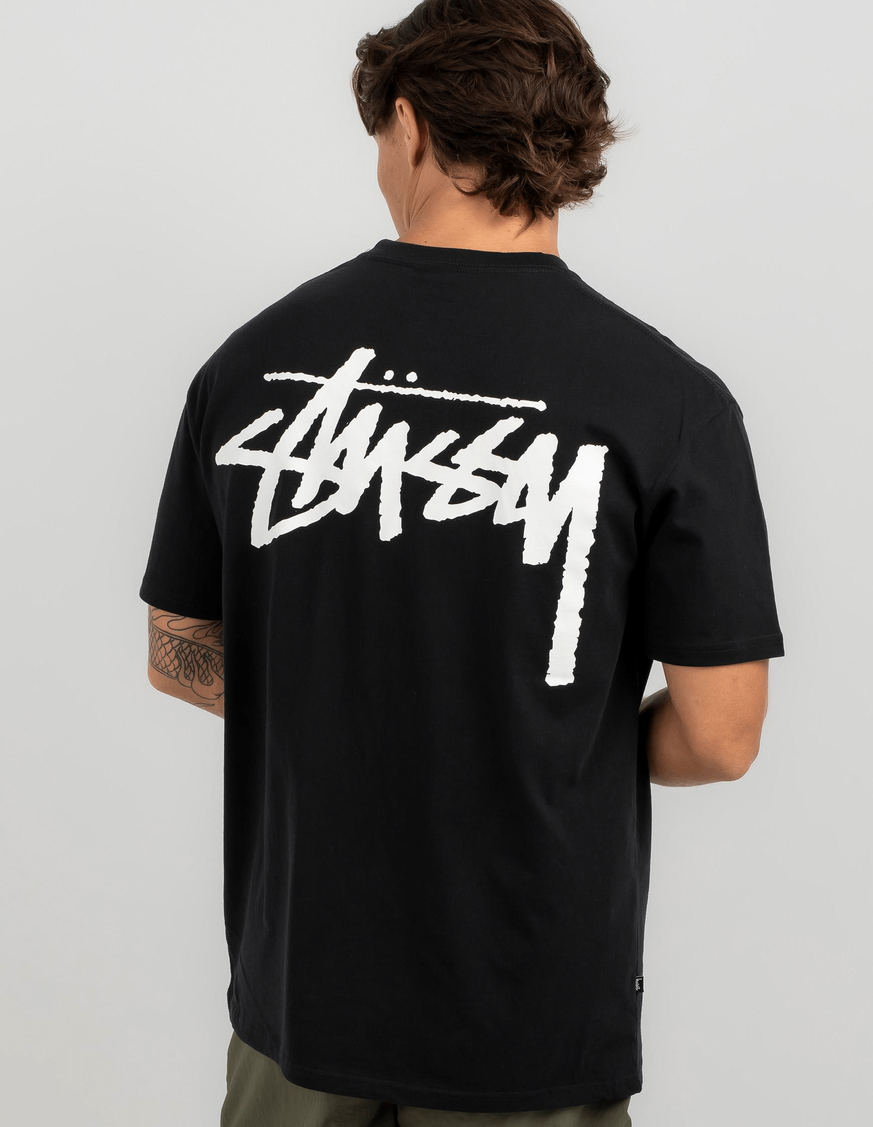 STUSSY bigger stock ss tee black