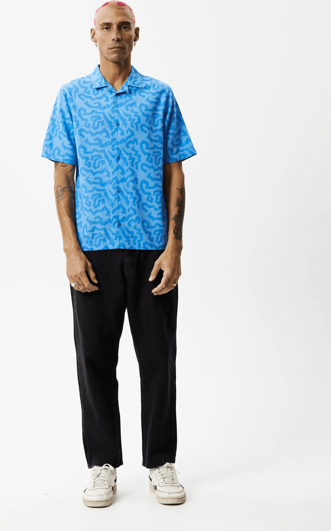 Afends icebergs recycled short sleeve shirt - arctic
