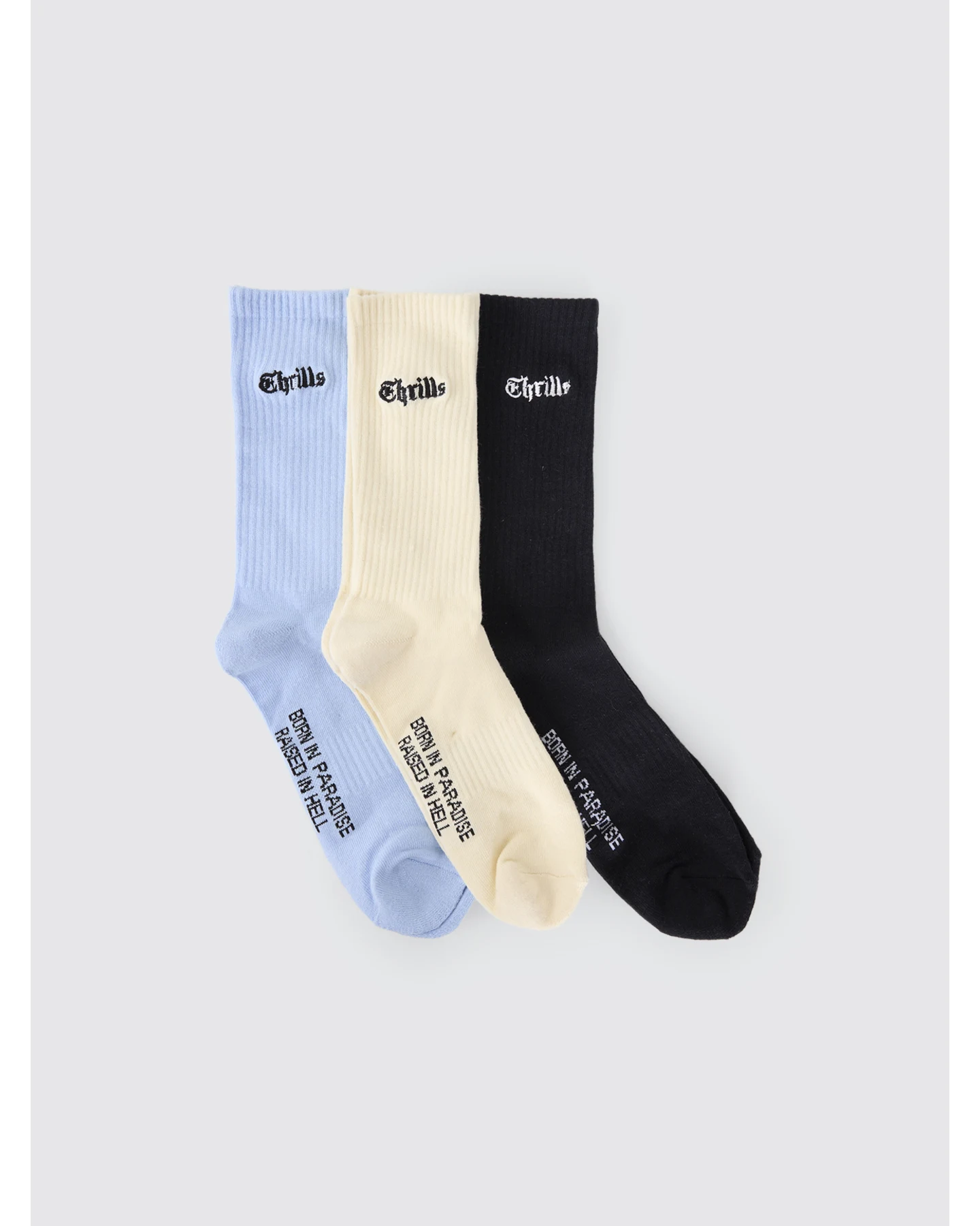 THRILLS Everything In Its Place 3 Pack Sock - Sky Blue - Black - Tofu