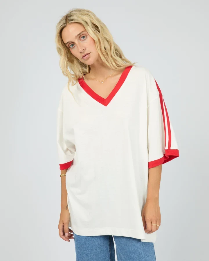 ALL ABOUT EVE Zulu V-Neck Tee Vintage White