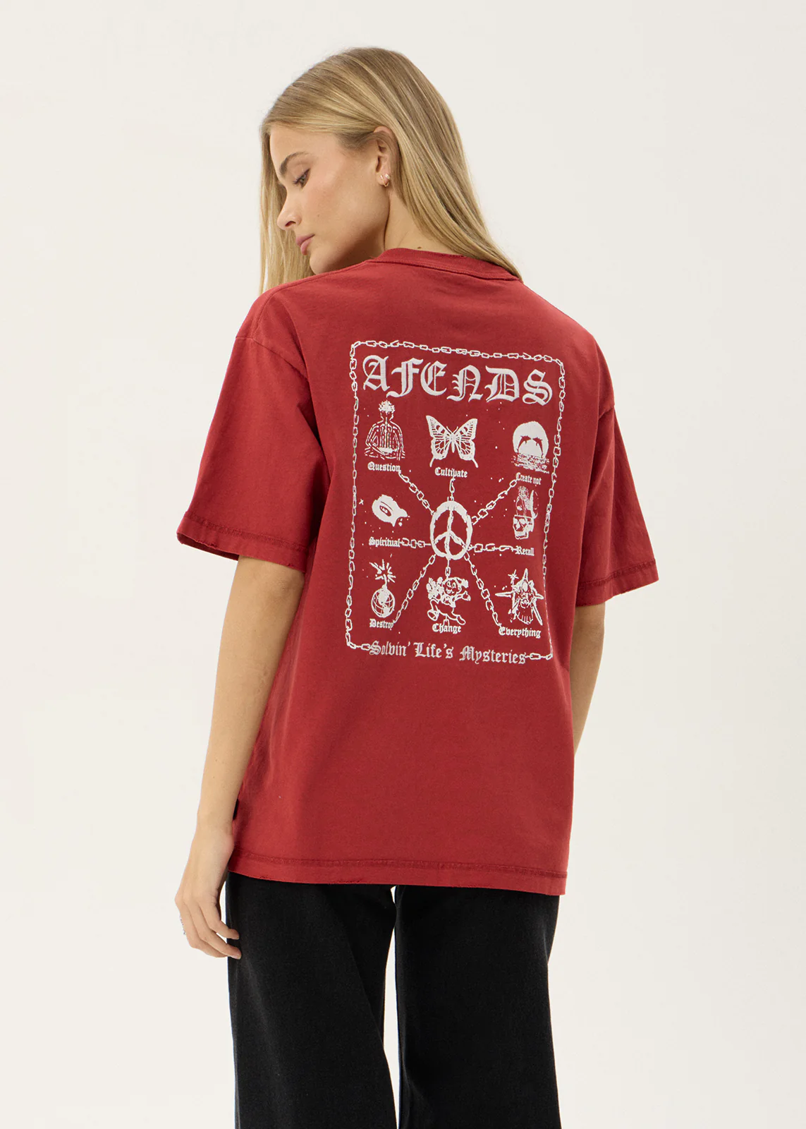 AFENDS Spiritual heavyweight boxy tee - Vintage ketchup